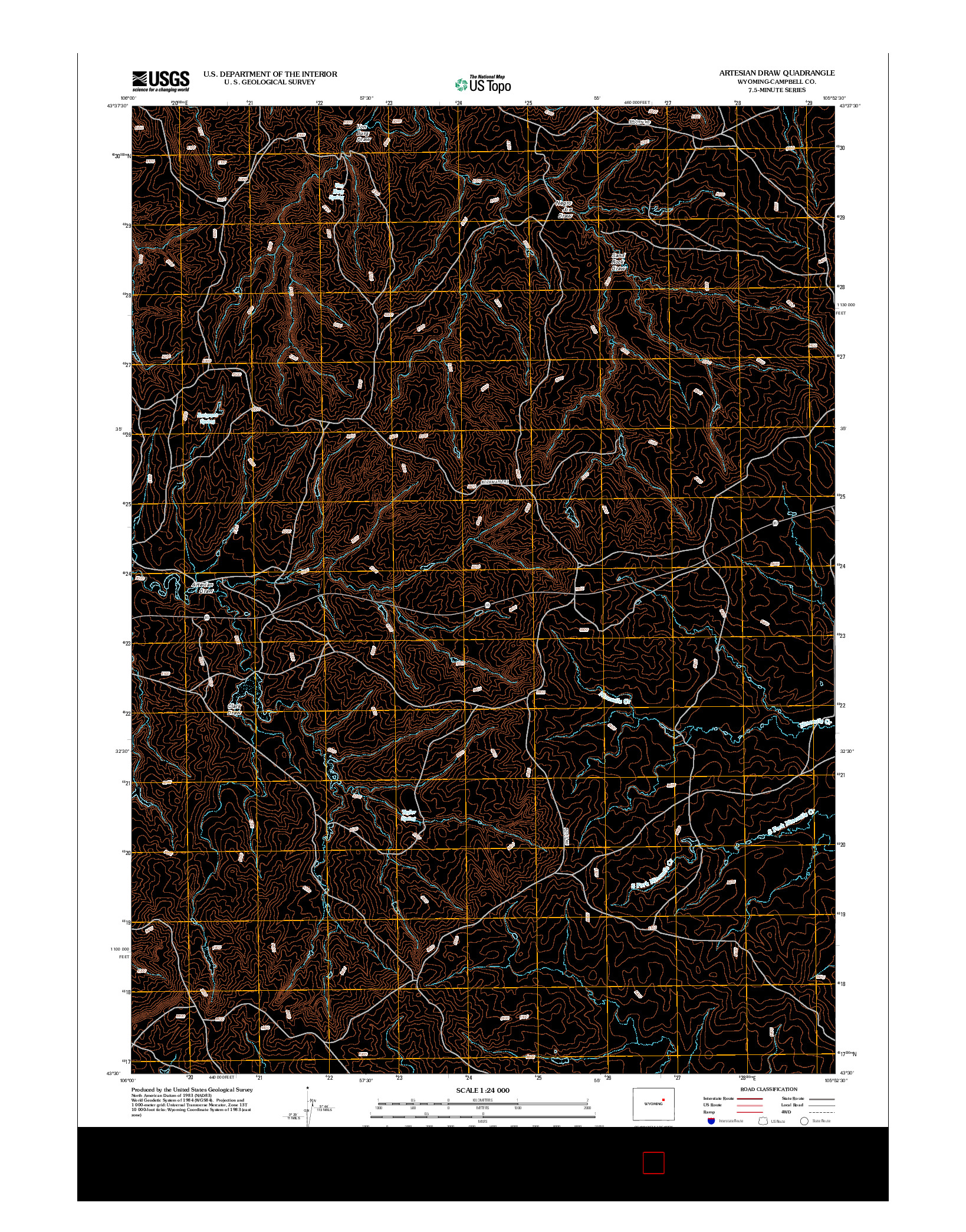 USGS US TOPO 7.5-MINUTE MAP FOR ARTESIAN DRAW, WY 2012
