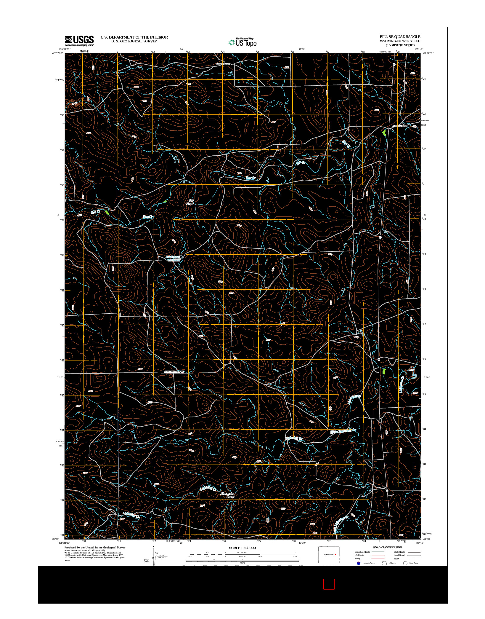 USGS US TOPO 7.5-MINUTE MAP FOR BILL SE, WY 2012