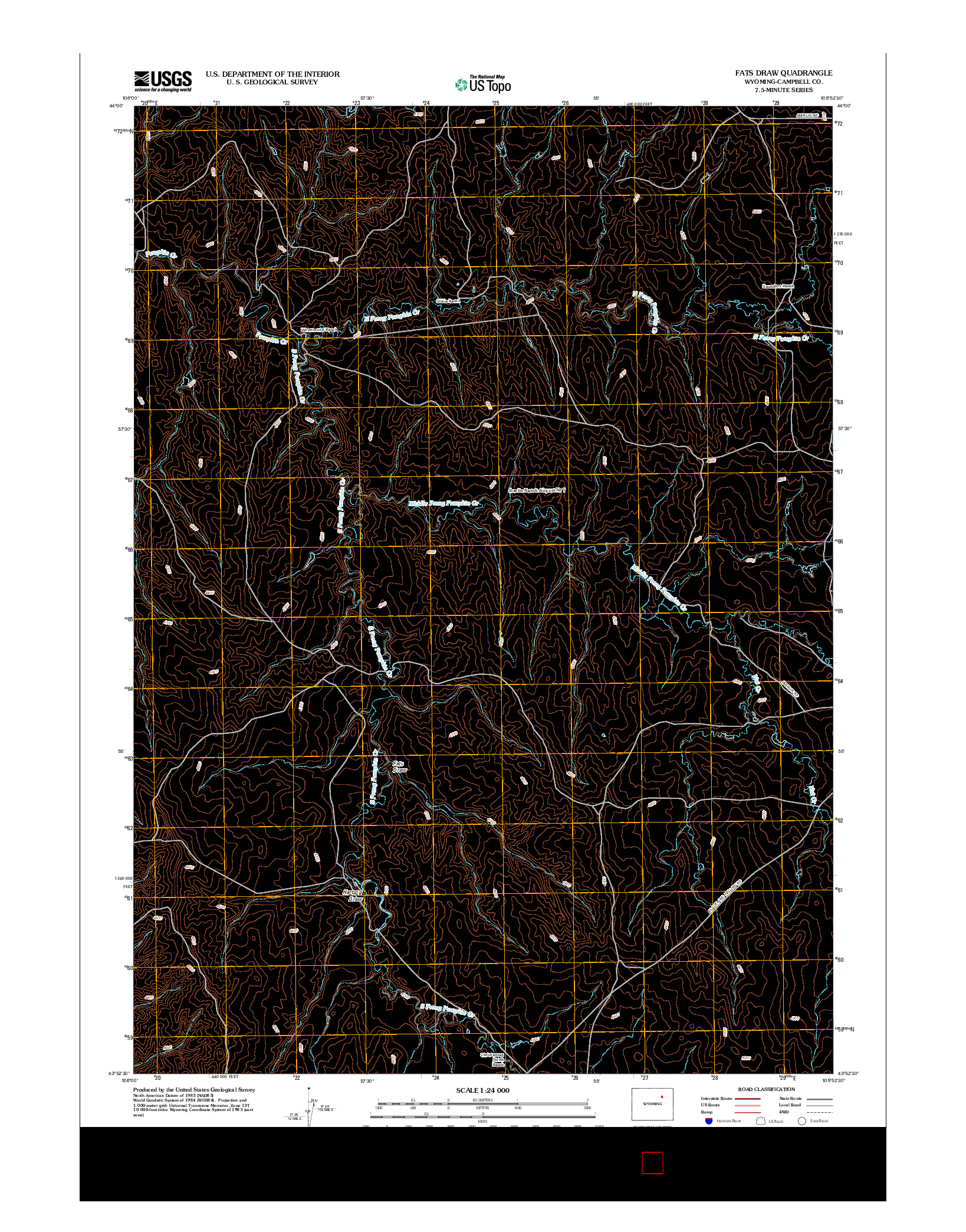 USGS US TOPO 7.5-MINUTE MAP FOR FATS DRAW, WY 2012