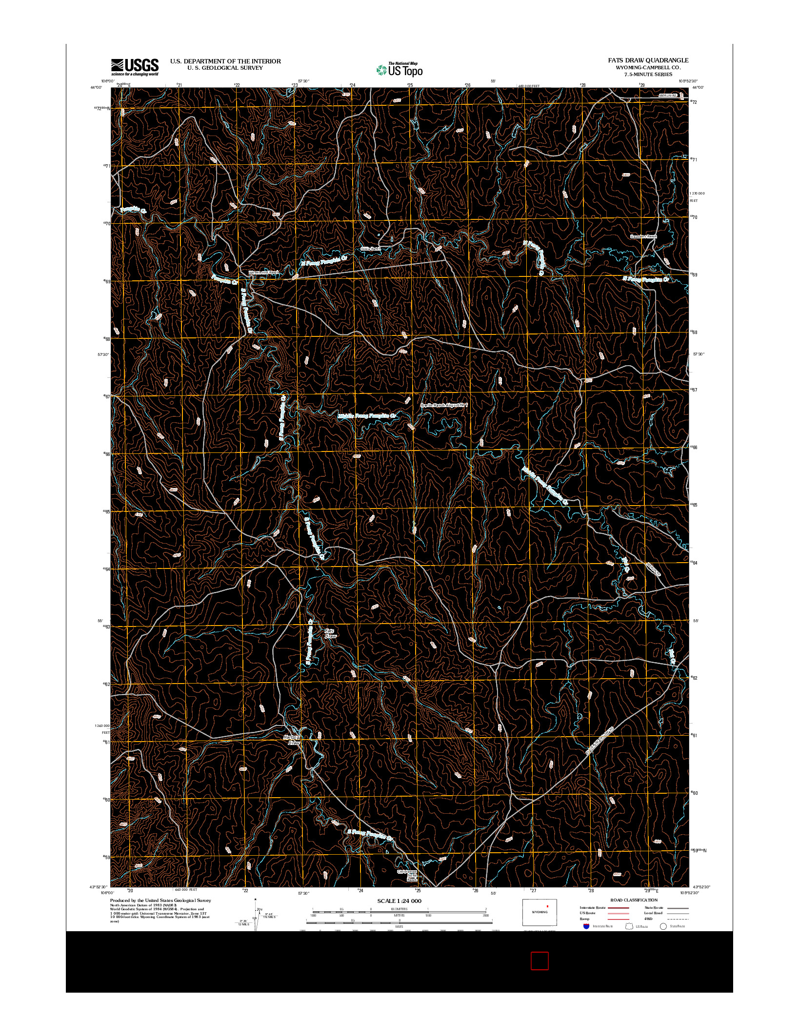 USGS US TOPO 7.5-MINUTE MAP FOR FATS DRAW, WY 2012
