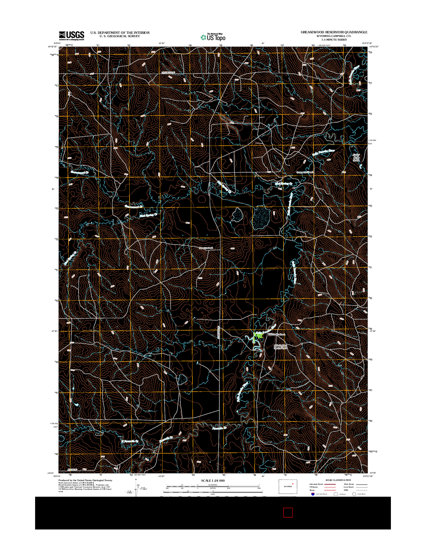 USGS US TOPO 7.5-MINUTE MAP FOR GREASEWOOD RESERVOIR, WY 2012