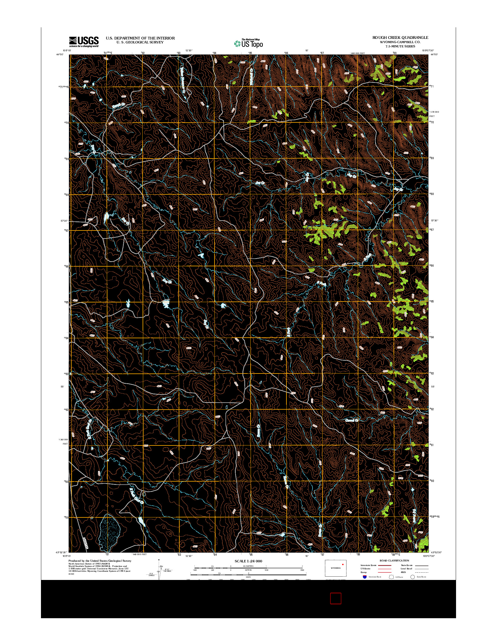 USGS US TOPO 7.5-MINUTE MAP FOR ROUGH CREEK, WY 2012