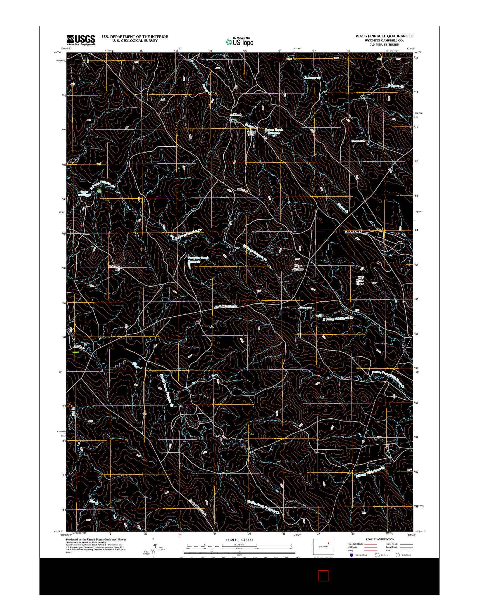 USGS US TOPO 7.5-MINUTE MAP FOR WAGS PINNACLE, WY 2012