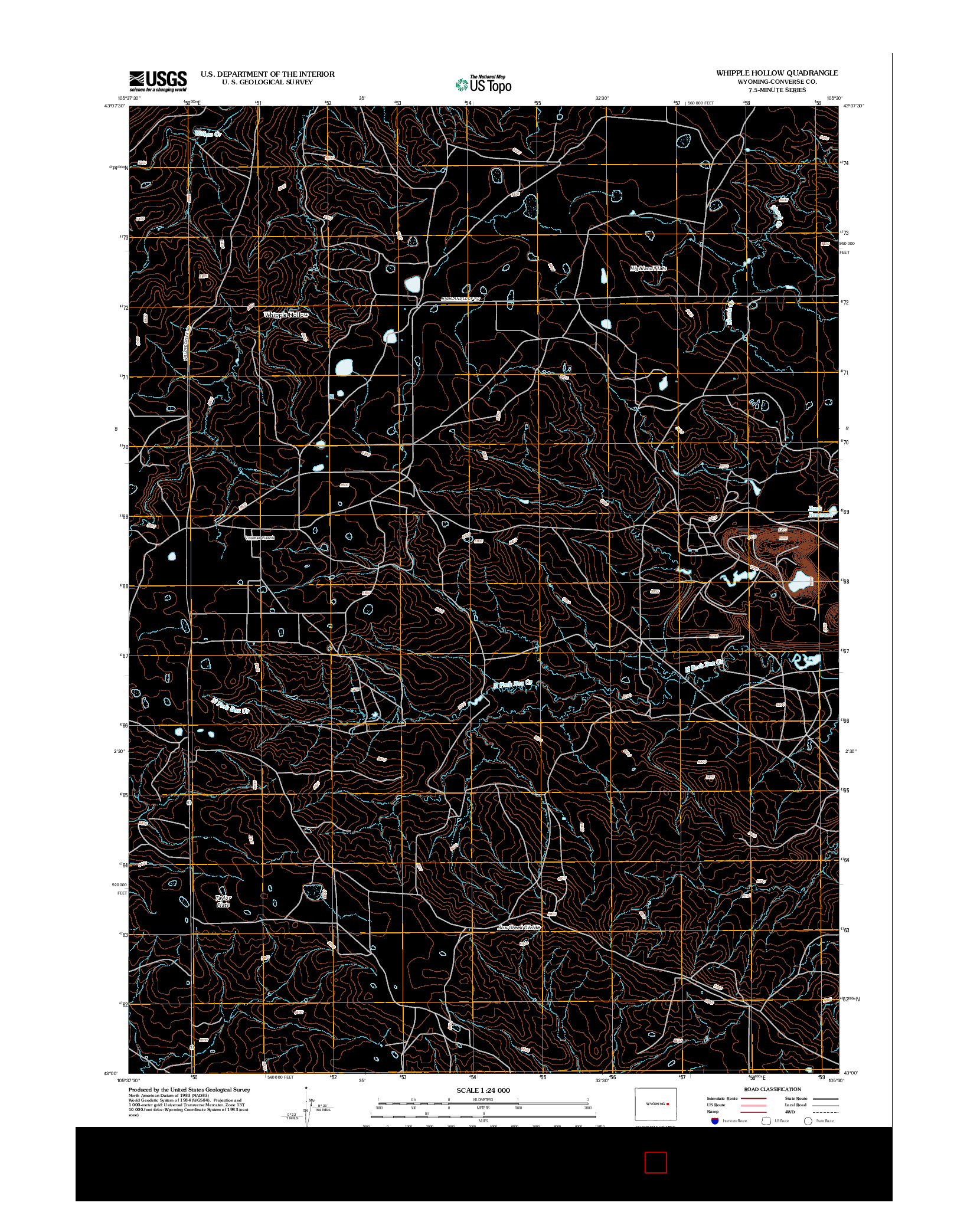 USGS US TOPO 7.5-MINUTE MAP FOR WHIPPLE HOLLOW, WY 2012