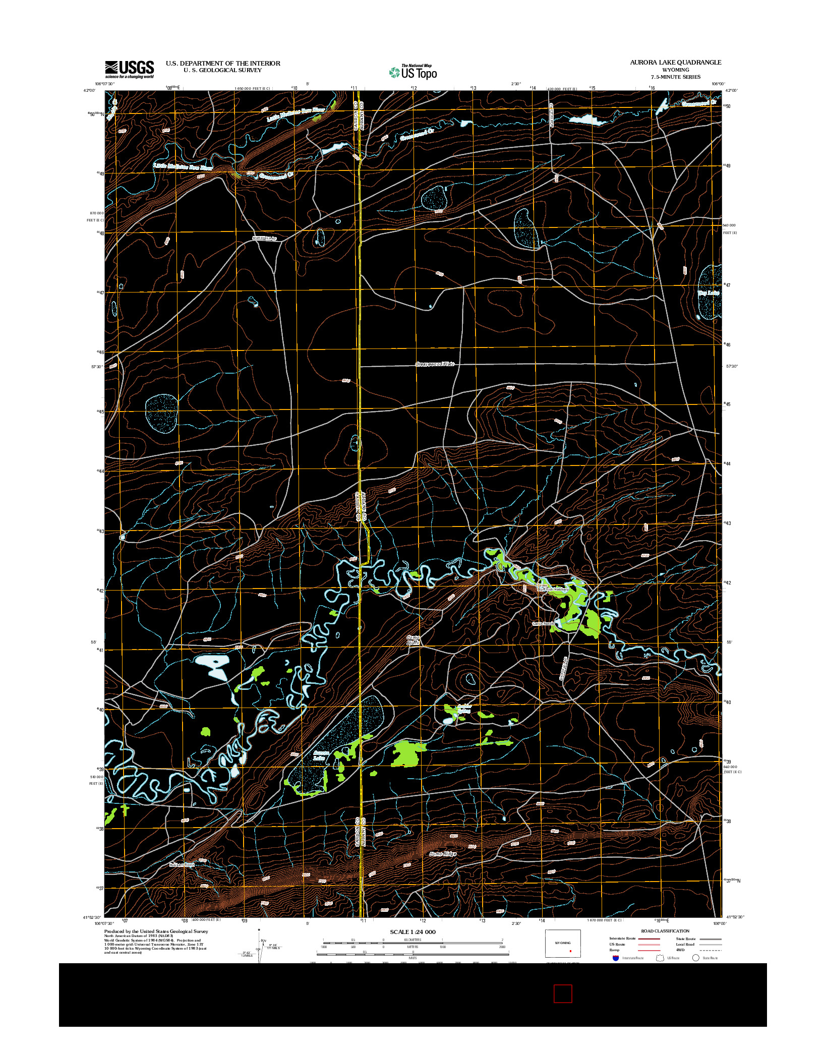 USGS US TOPO 7.5-MINUTE MAP FOR AURORA LAKE, WY 2012