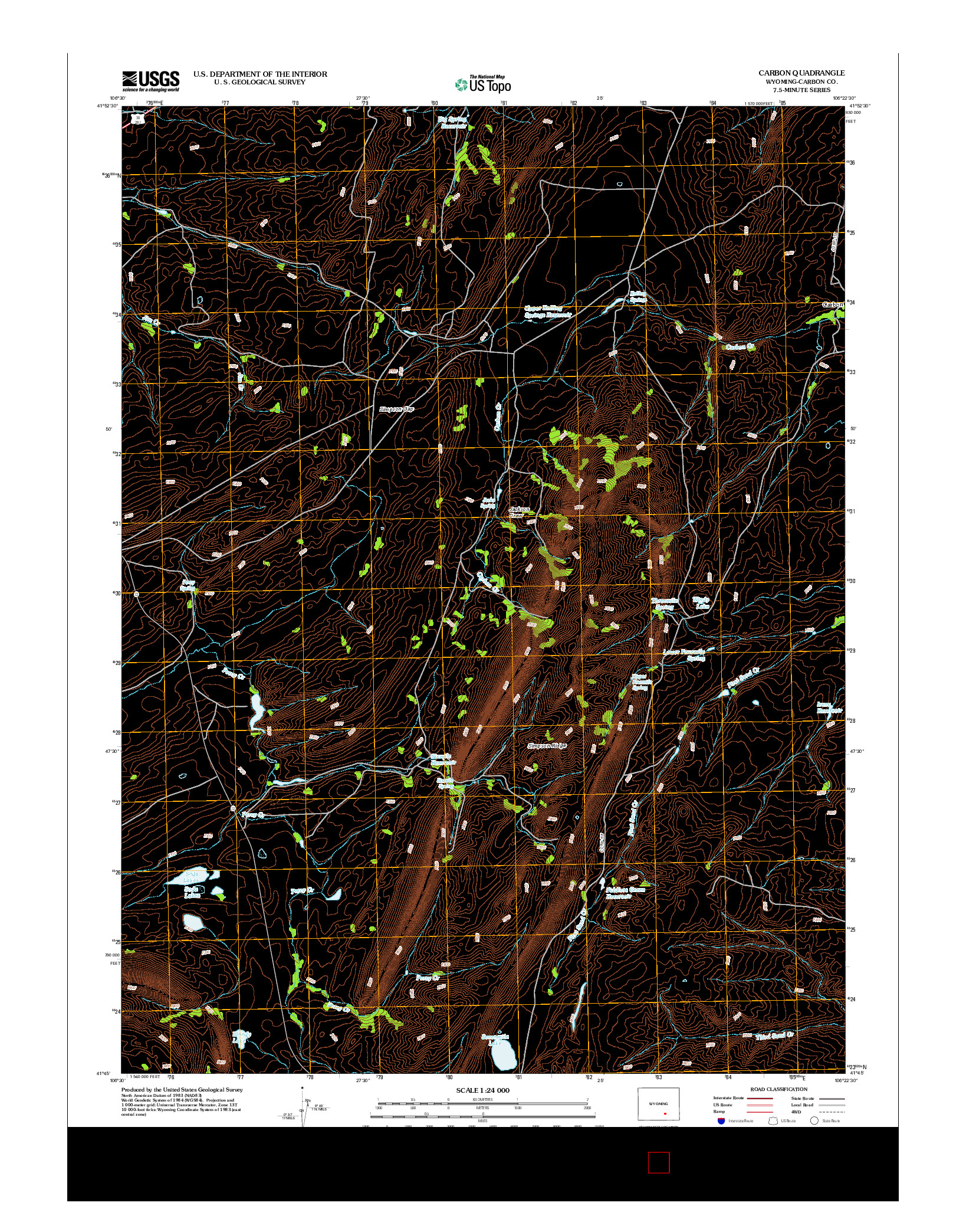 USGS US TOPO 7.5-MINUTE MAP FOR CARBON, WY 2012