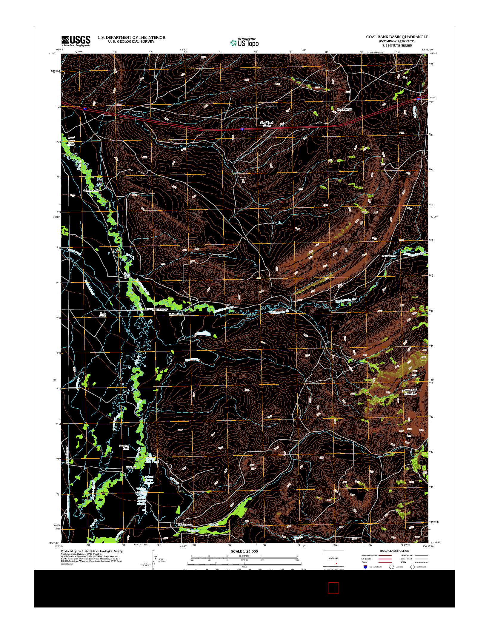 USGS US TOPO 7.5-MINUTE MAP FOR COAL BANK BASIN, WY 2012