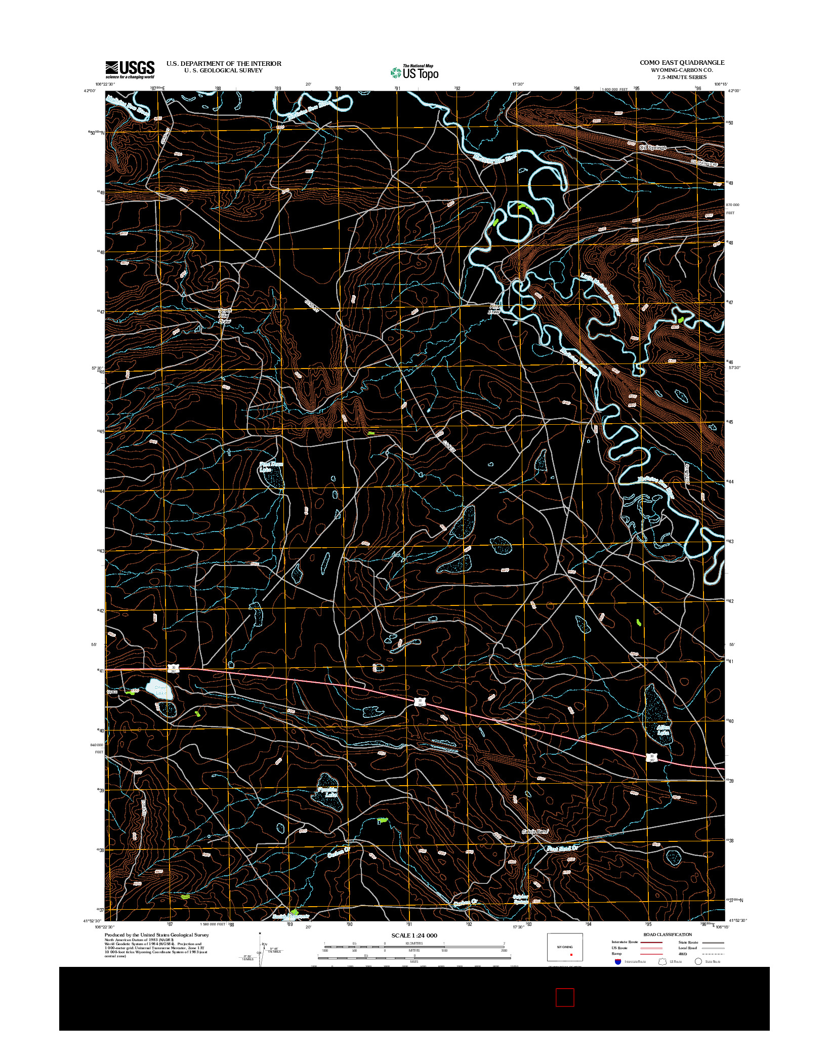 USGS US TOPO 7.5-MINUTE MAP FOR COMO EAST, WY 2012