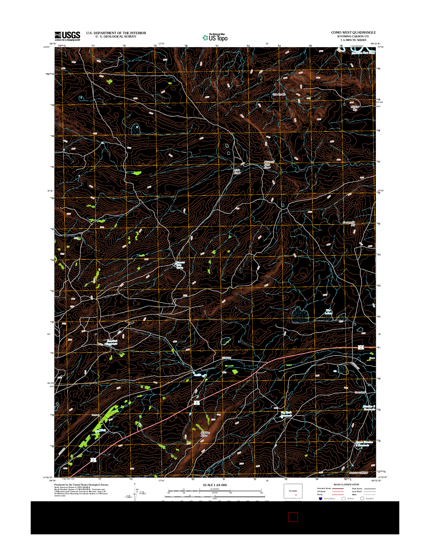 USGS US TOPO 7.5-MINUTE MAP FOR COMO WEST, WY 2012