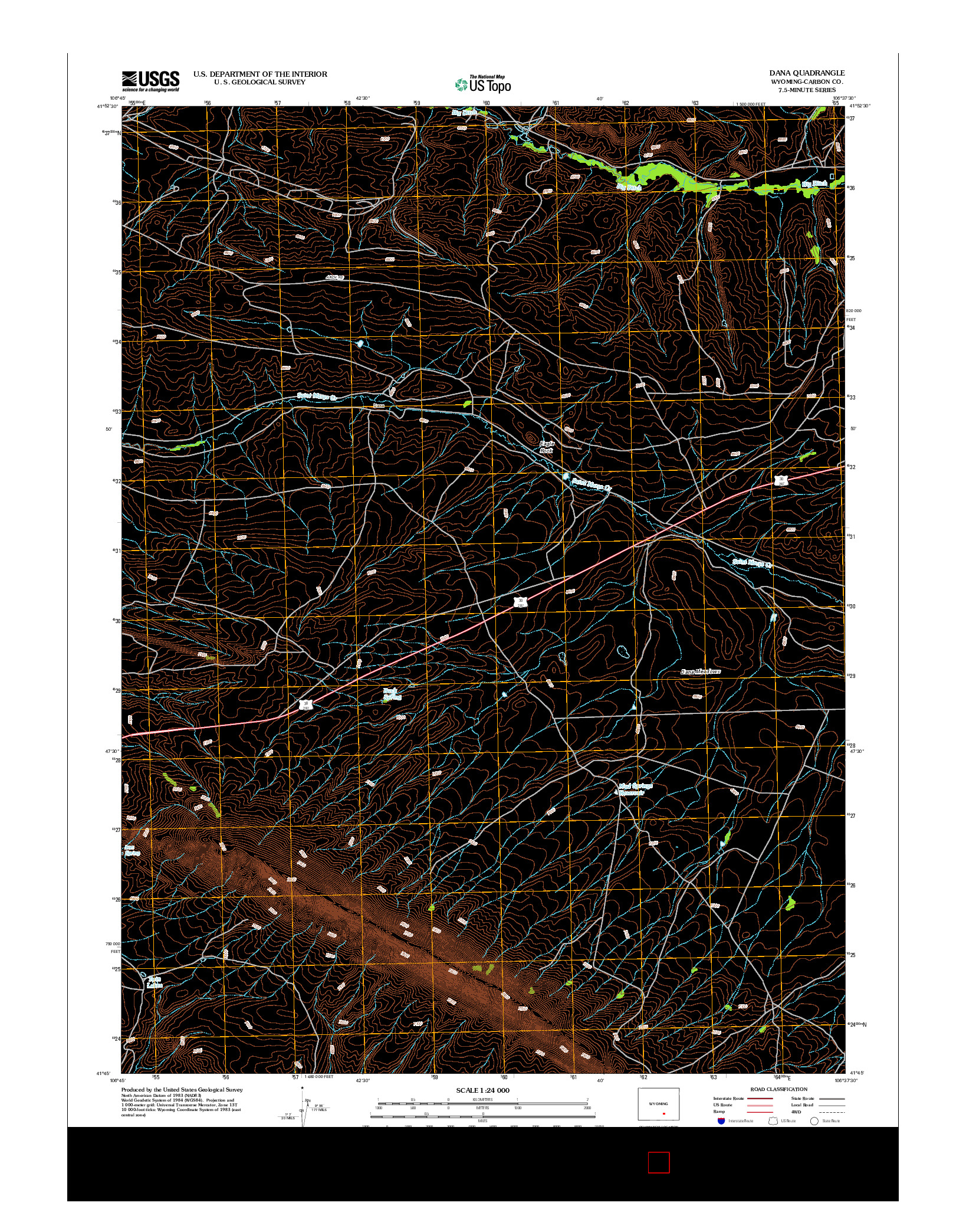 USGS US TOPO 7.5-MINUTE MAP FOR DANA, WY 2012