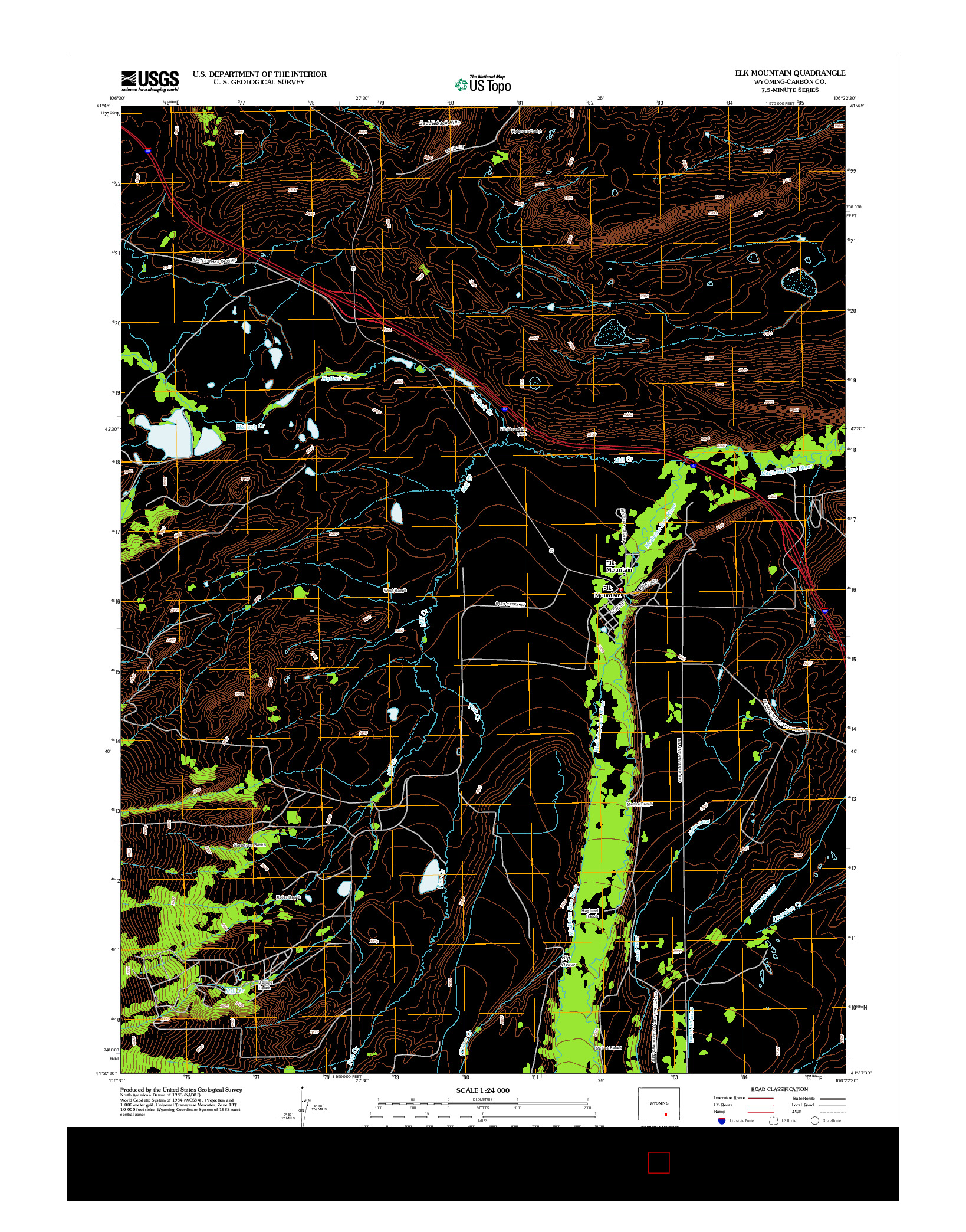 USGS US TOPO 7.5-MINUTE MAP FOR ELK MOUNTAIN, WY 2012
