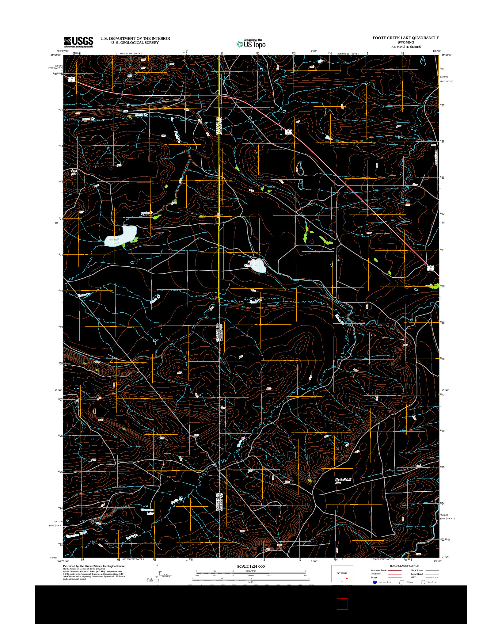 USGS US TOPO 7.5-MINUTE MAP FOR FOOTE CREEK LAKE, WY 2012