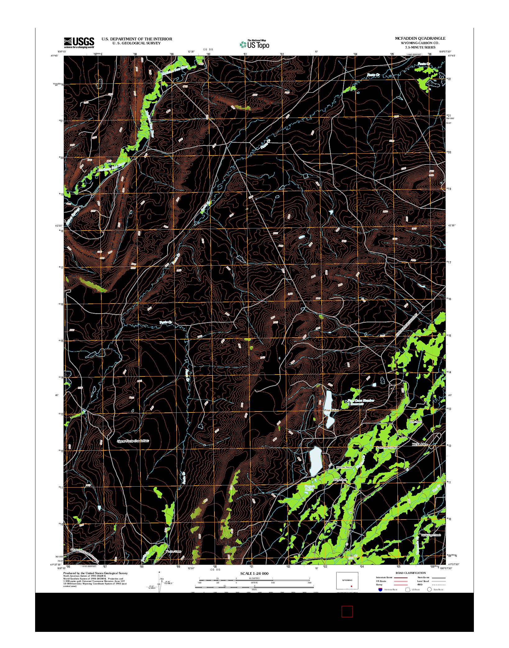 USGS US TOPO 7.5-MINUTE MAP FOR MCFADDEN, WY 2012