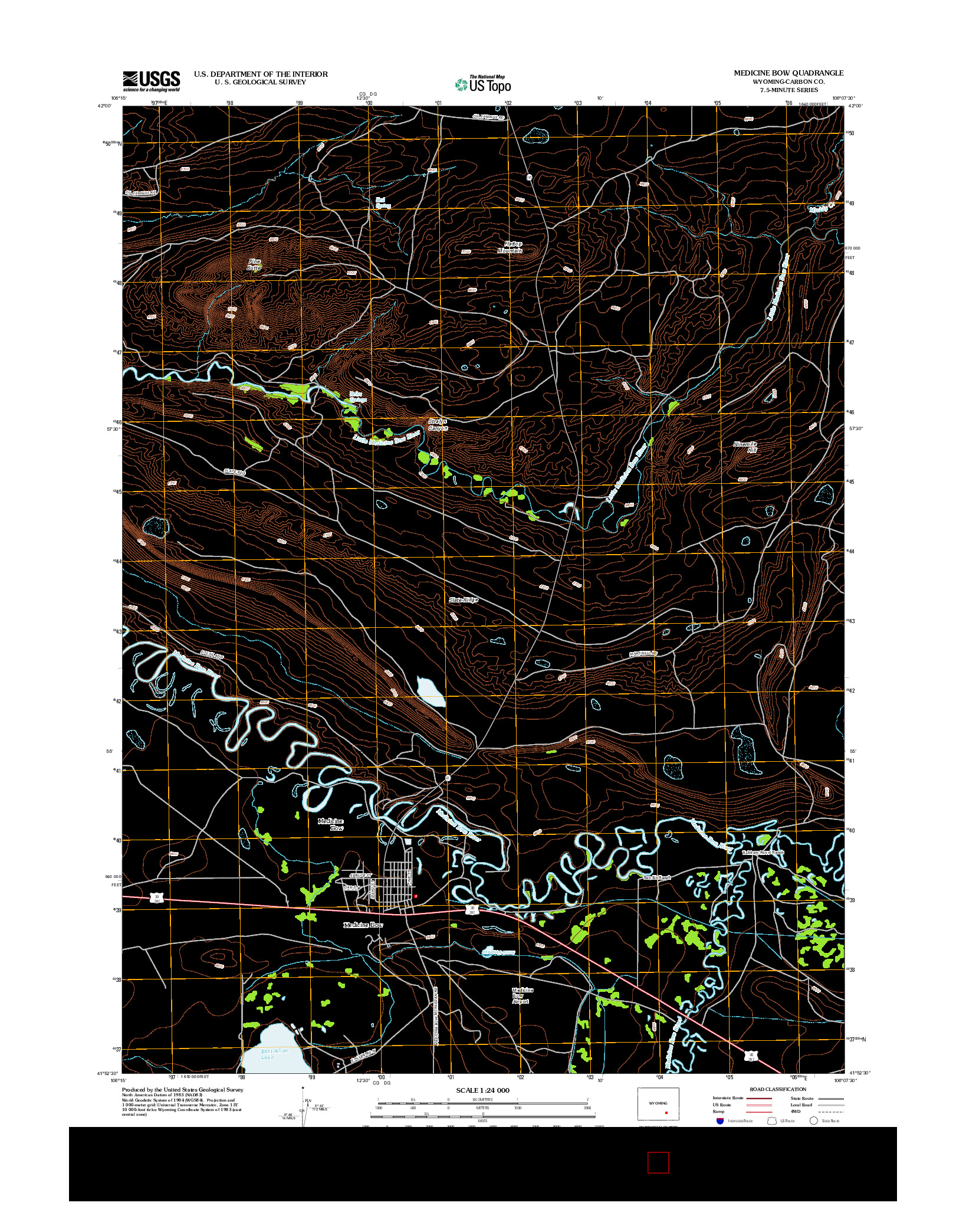 USGS US TOPO 7.5-MINUTE MAP FOR MEDICINE BOW, WY 2012