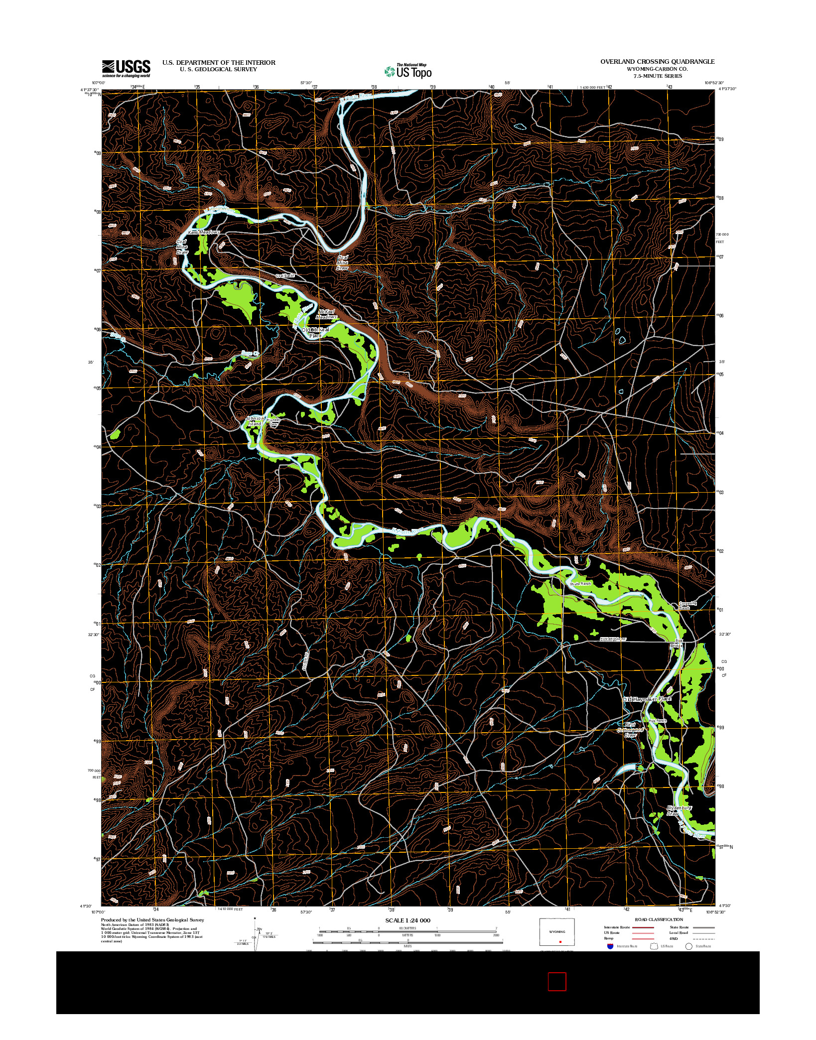 USGS US TOPO 7.5-MINUTE MAP FOR OVERLAND CROSSING, WY 2012