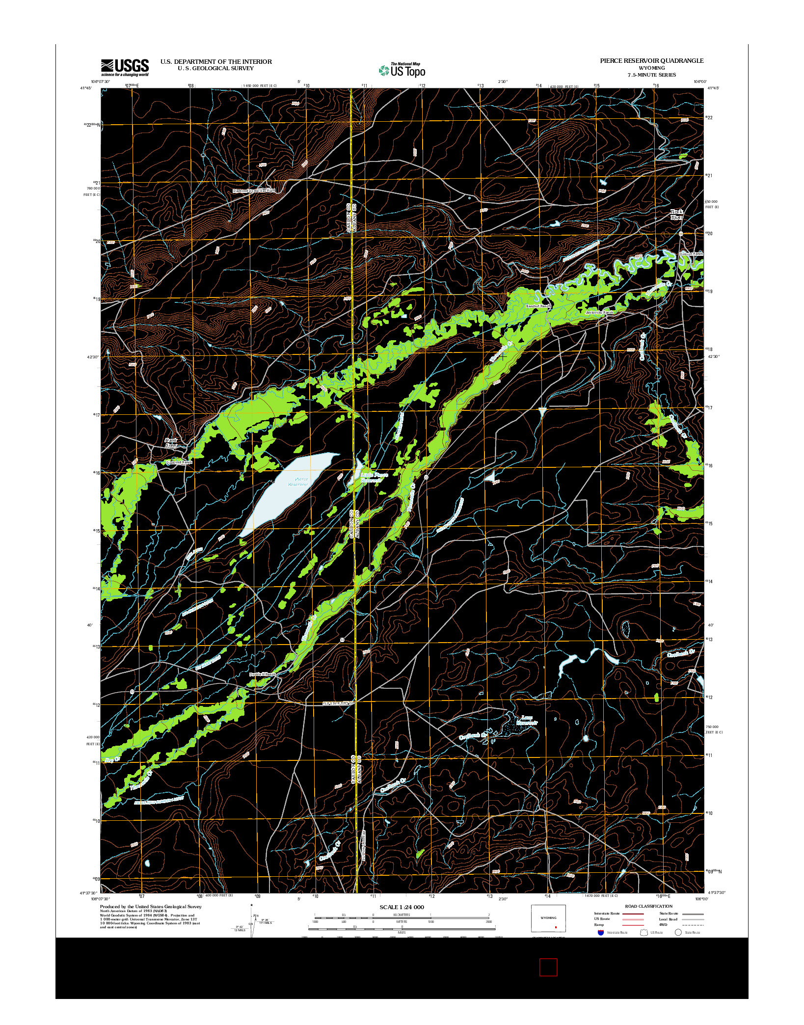USGS US TOPO 7.5-MINUTE MAP FOR PIERCE RESERVOIR, WY 2012