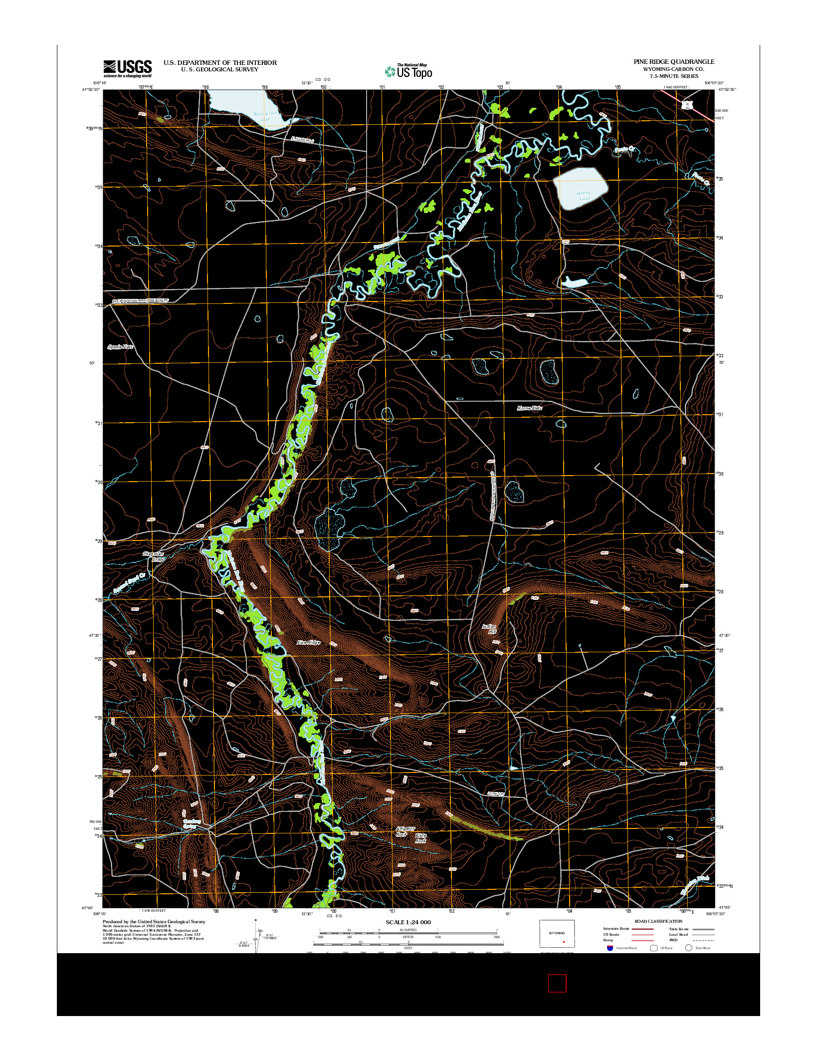 USGS US TOPO 7.5-MINUTE MAP FOR PINE RIDGE, WY 2012