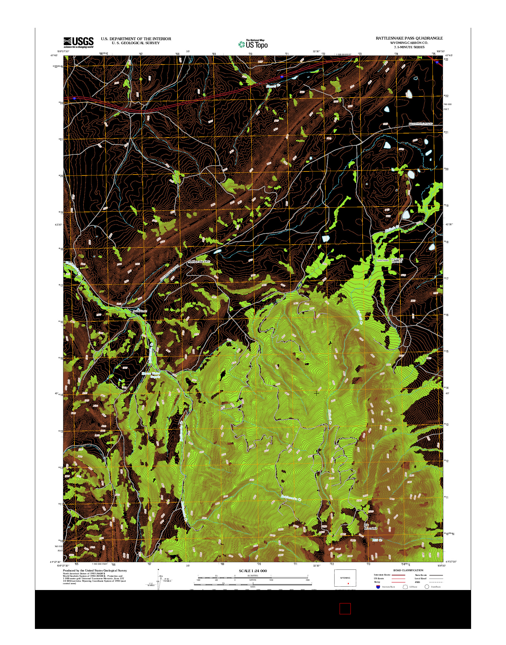 USGS US TOPO 7.5-MINUTE MAP FOR RATTLESNAKE PASS, WY 2012