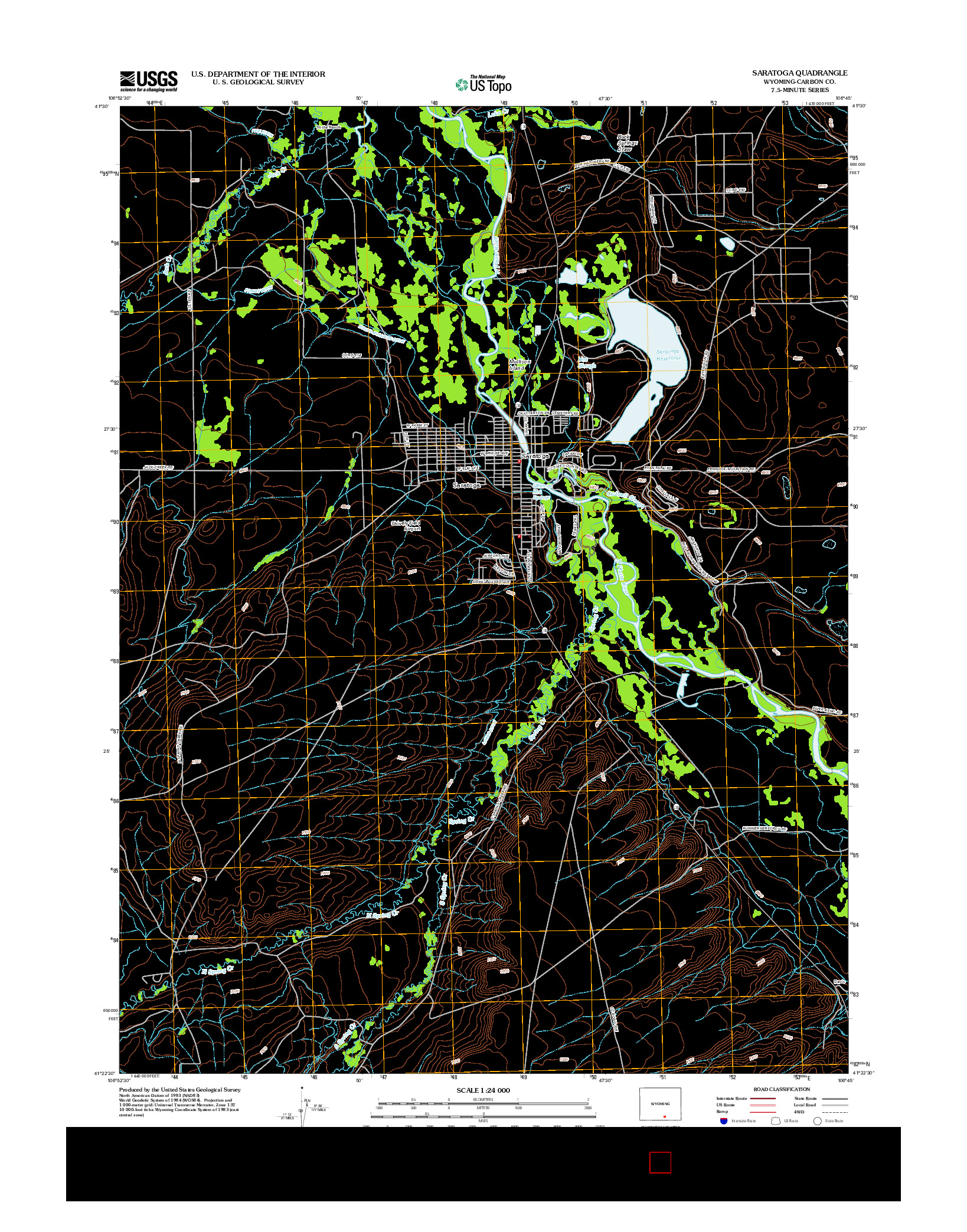 USGS US TOPO 7.5-MINUTE MAP FOR SARATOGA, WY 2012