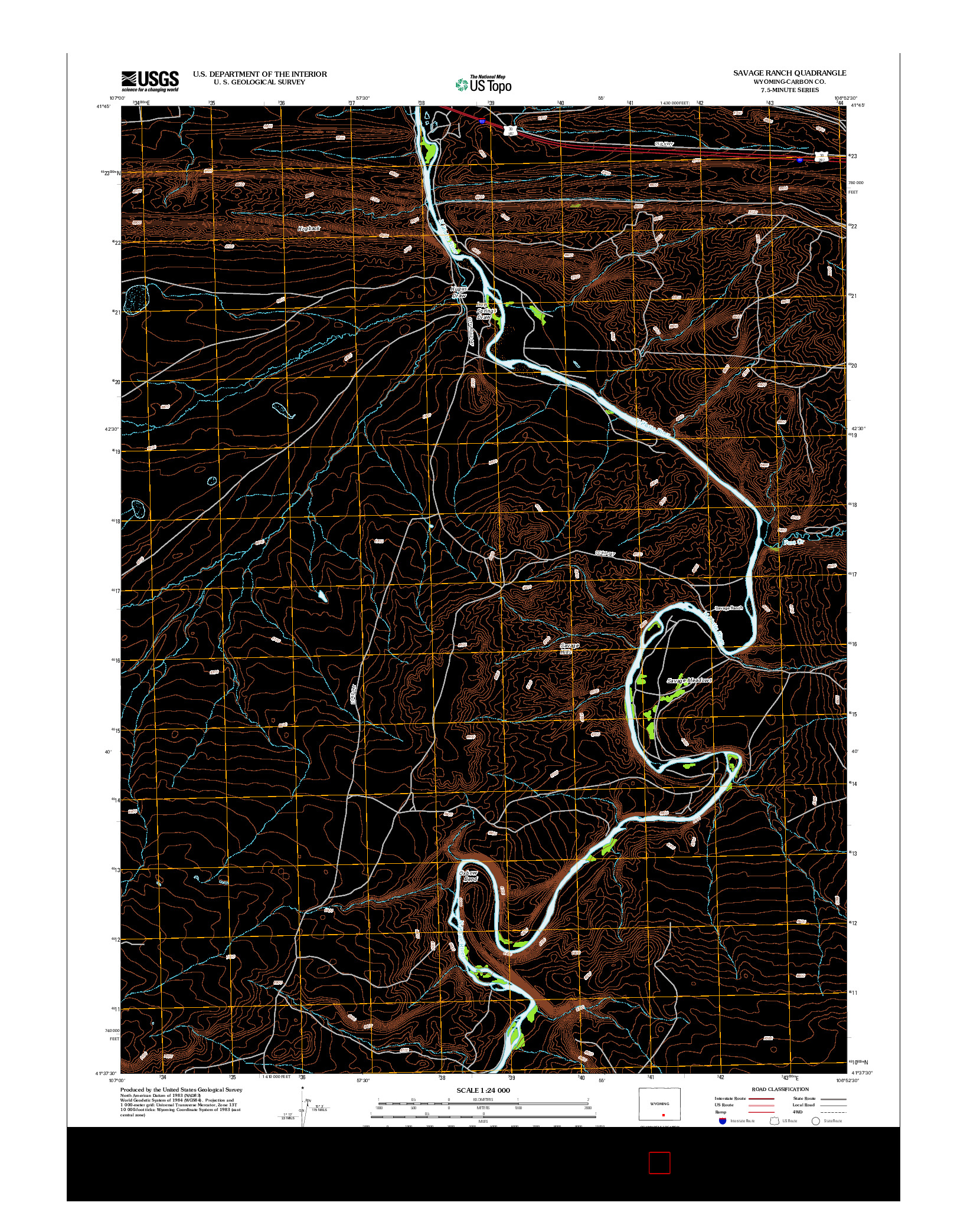 USGS US TOPO 7.5-MINUTE MAP FOR SAVAGE RANCH, WY 2012