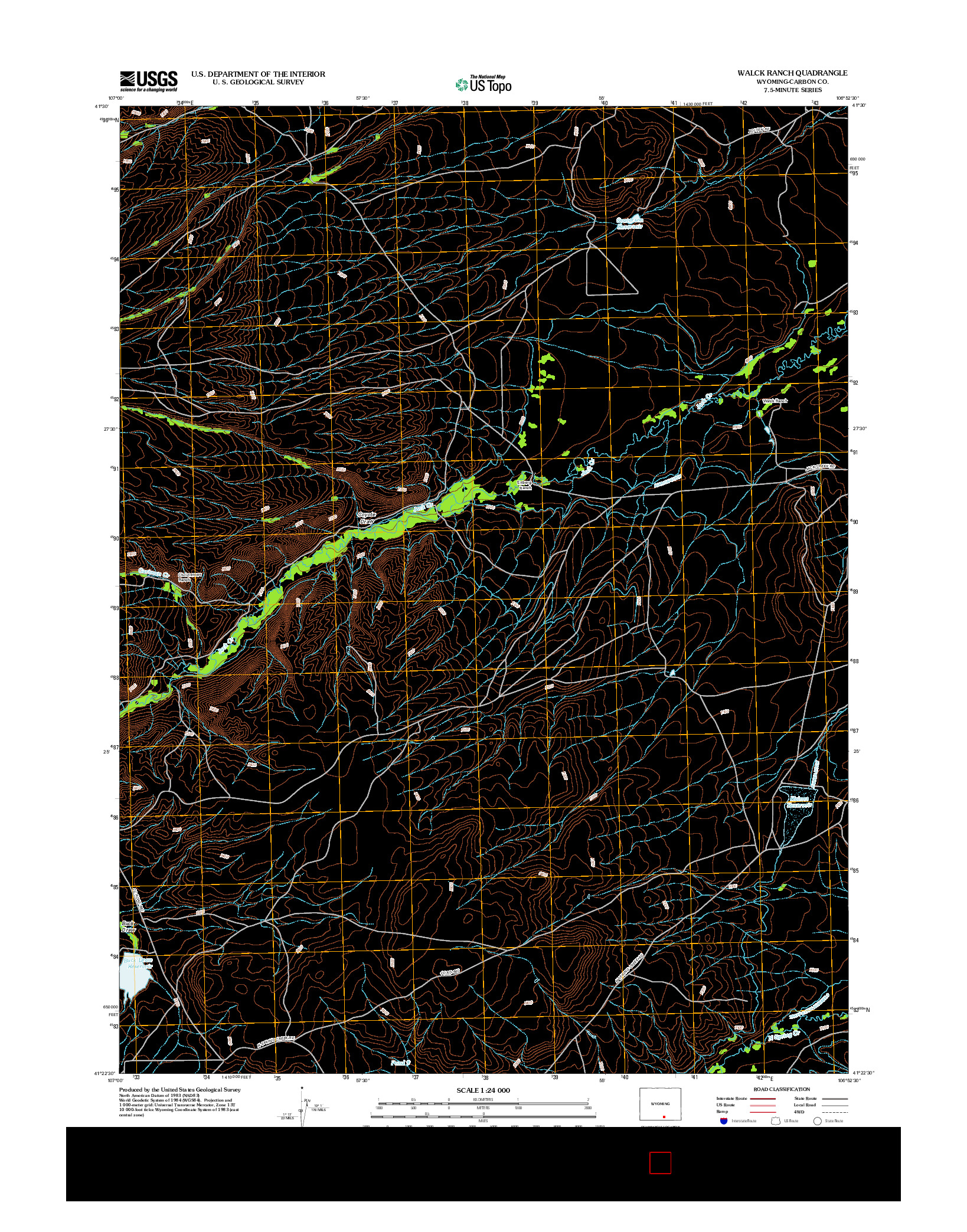 USGS US TOPO 7.5-MINUTE MAP FOR WALCK RANCH, WY 2012