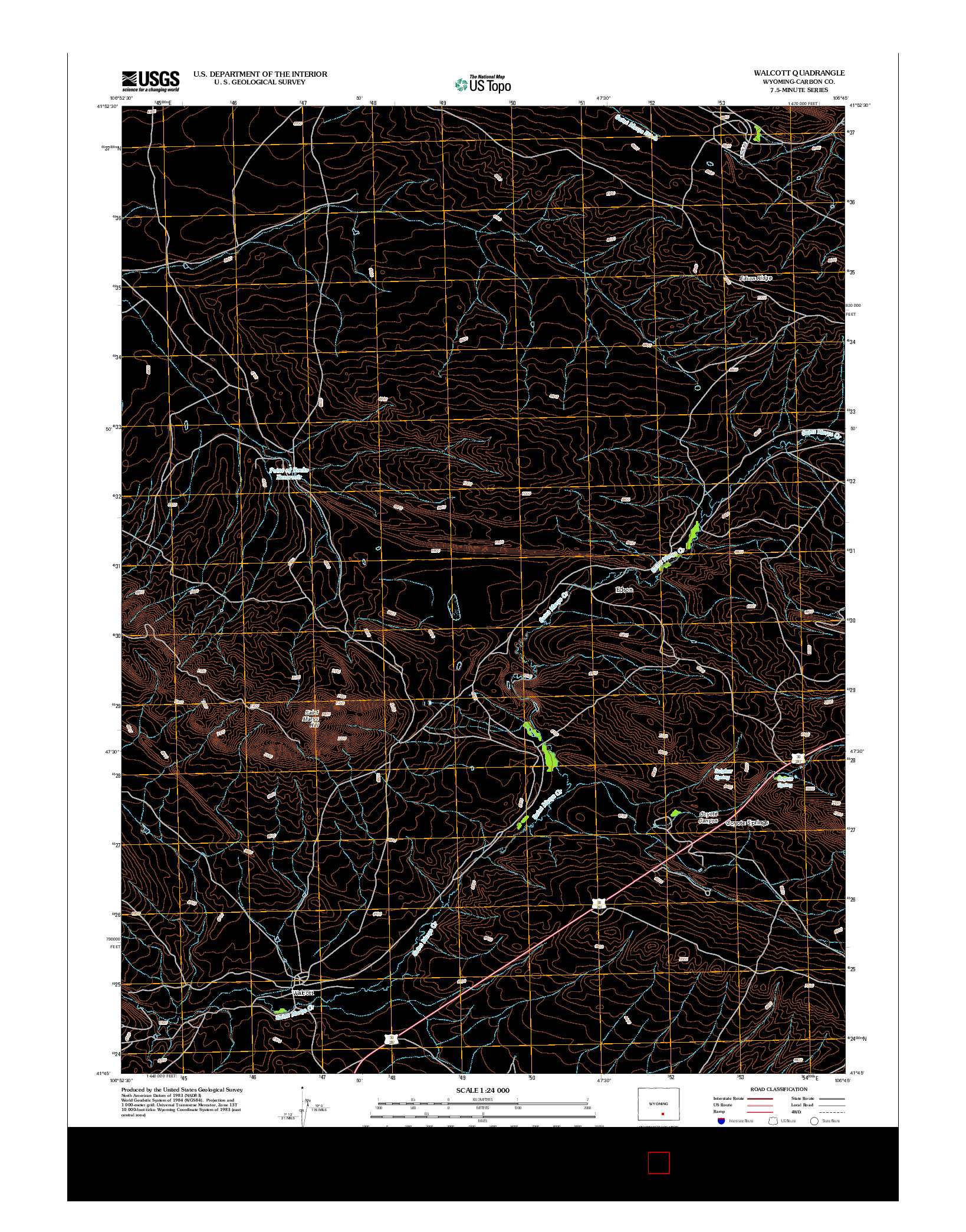 USGS US TOPO 7.5-MINUTE MAP FOR WALCOTT, WY 2012