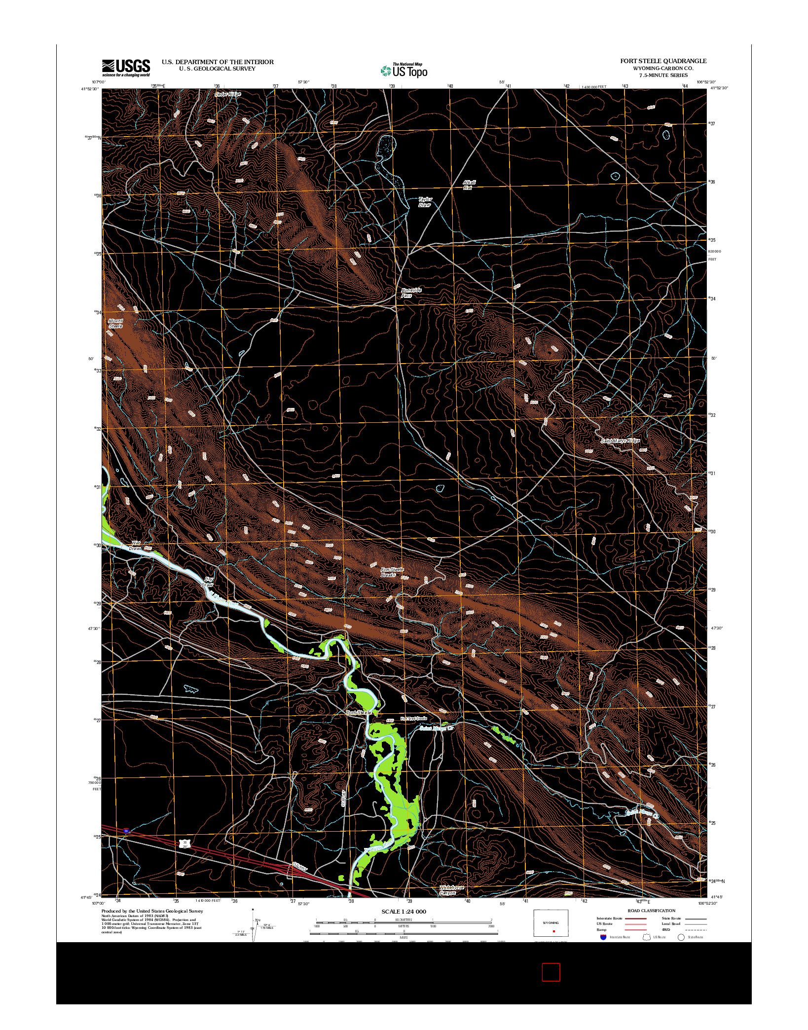 USGS US TOPO 7.5-MINUTE MAP FOR FORT STEELE, WY 2012