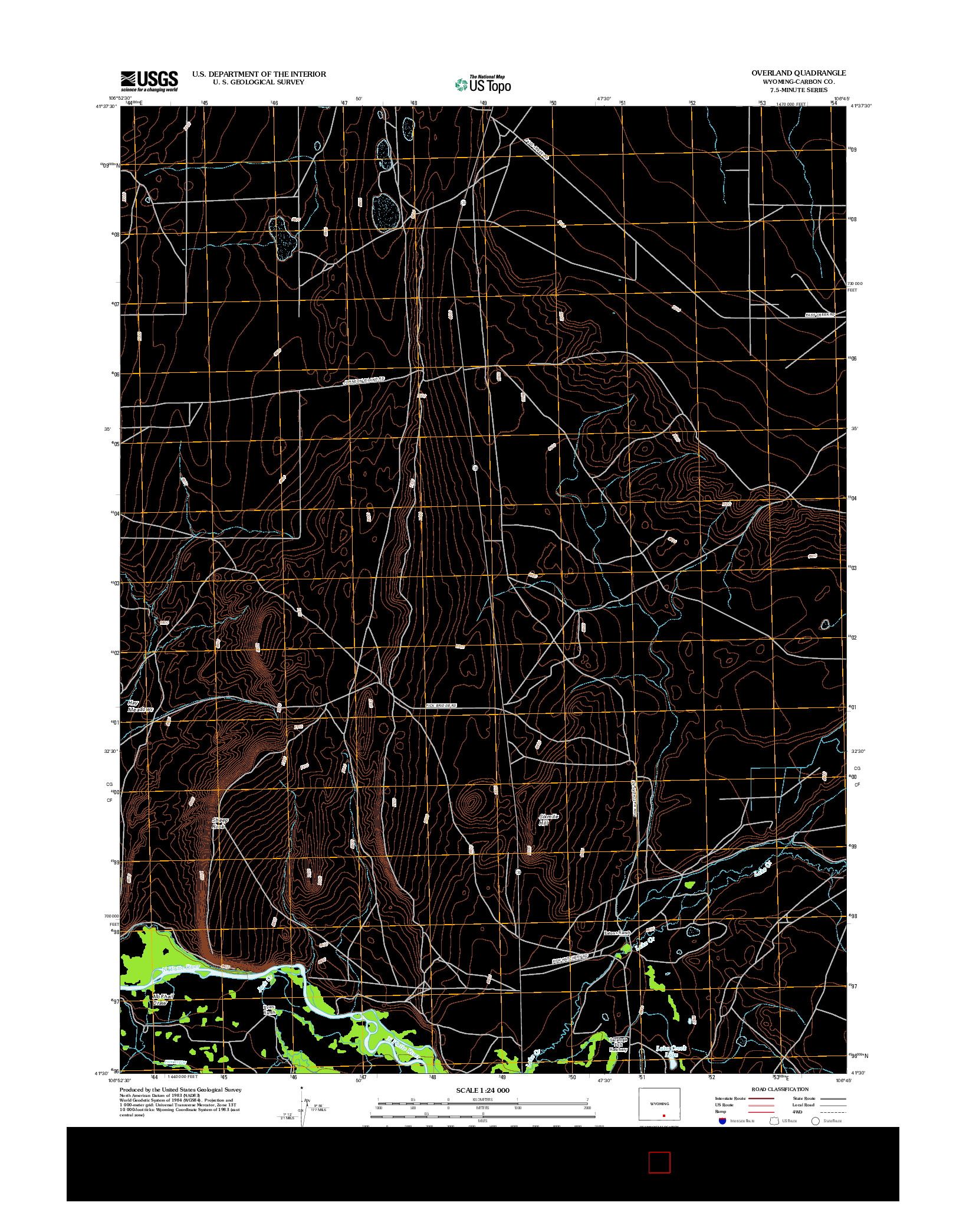 USGS US TOPO 7.5-MINUTE MAP FOR OVERLAND, WY 2012