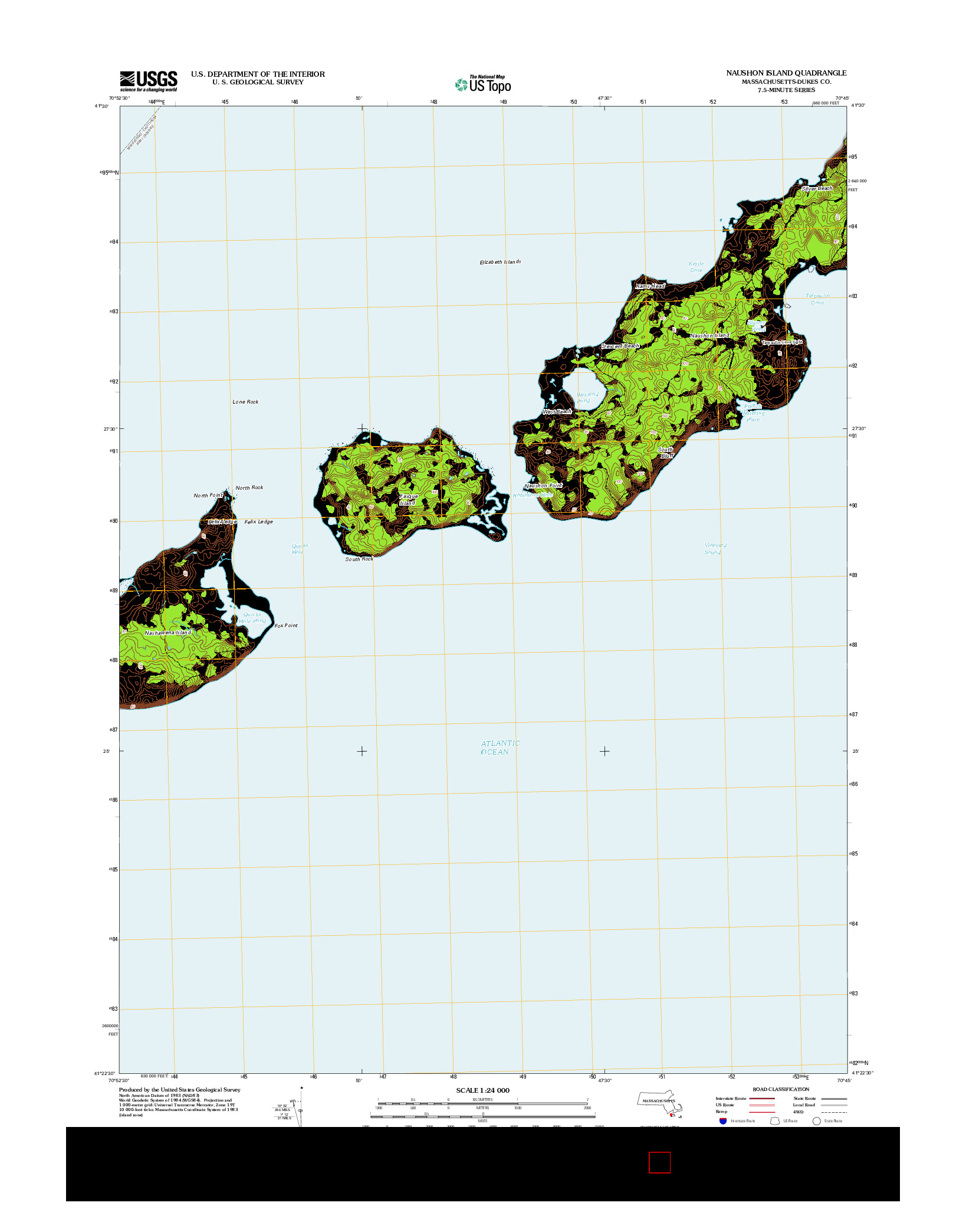 USGS US TOPO 7.5-MINUTE MAP FOR NAUSHON ISLAND, MA 2012