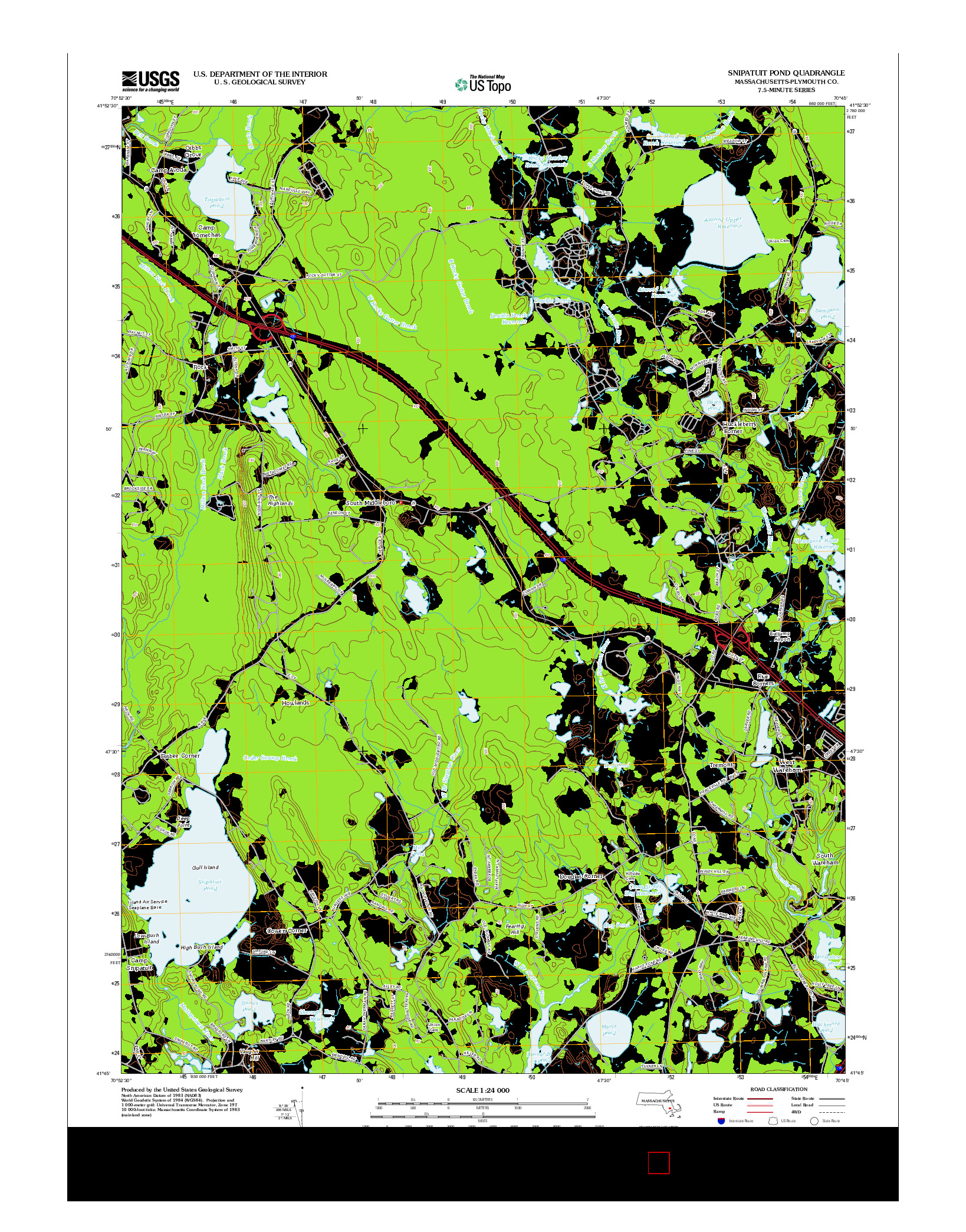 USGS US TOPO 7.5-MINUTE MAP FOR SNIPATUIT POND, MA 2012