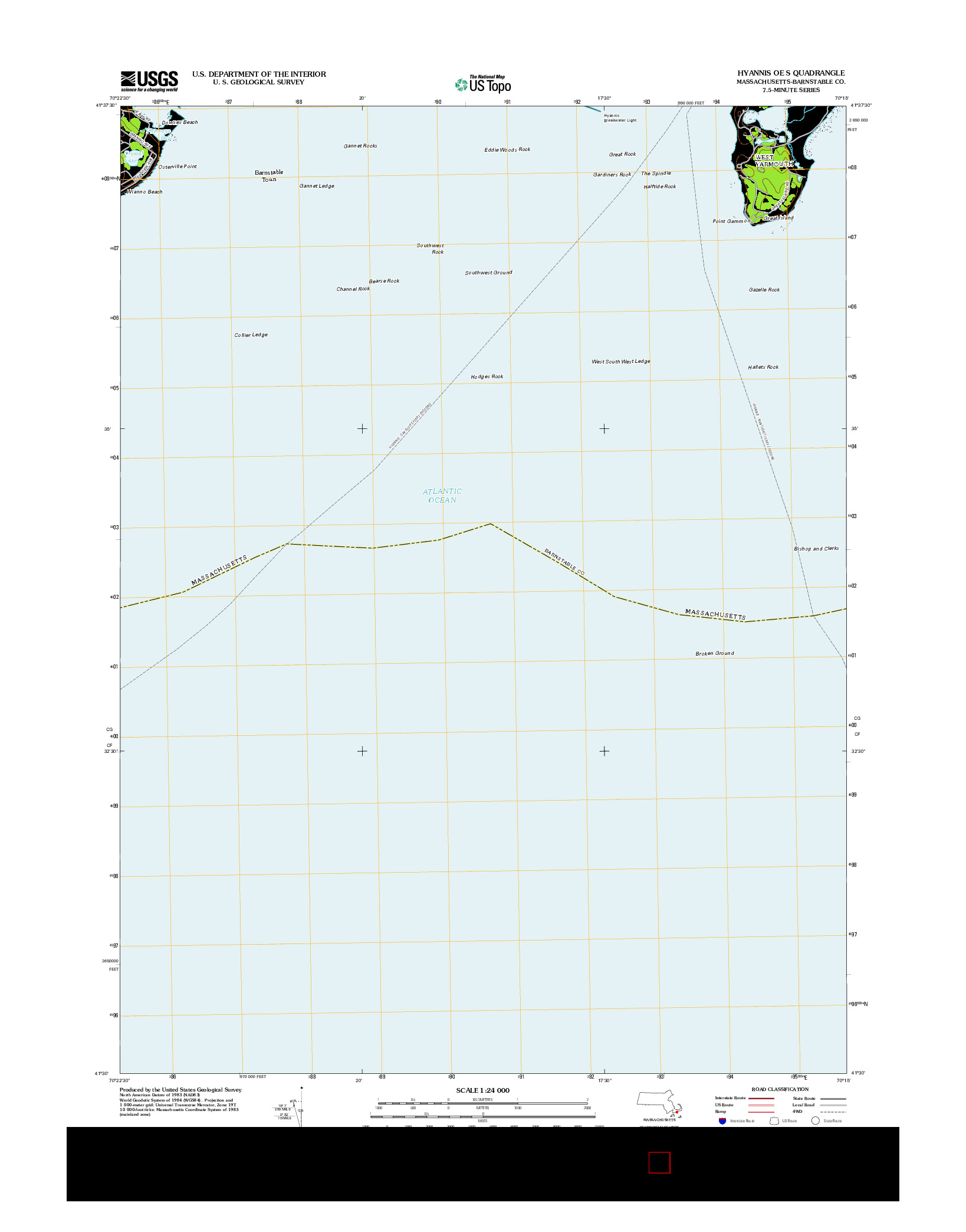 USGS US TOPO 7.5-MINUTE MAP FOR HYANNIS OE S, MA 2012