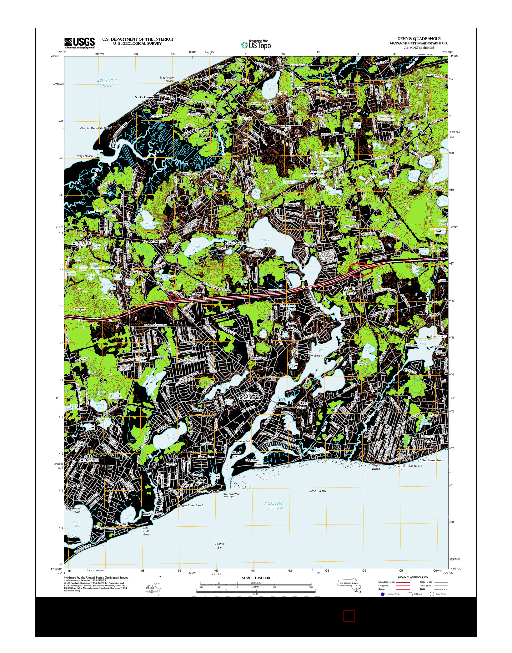 USGS US TOPO 7.5-MINUTE MAP FOR DENNIS, MA 2012