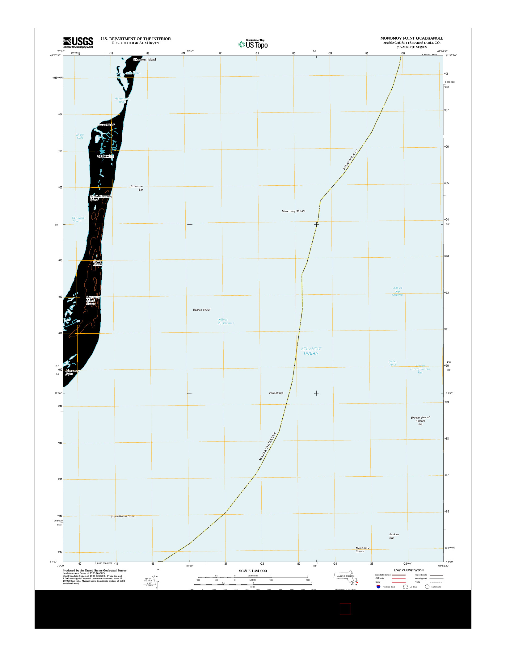 USGS US TOPO 7.5-MINUTE MAP FOR MONOMOY POINT, MA 2012