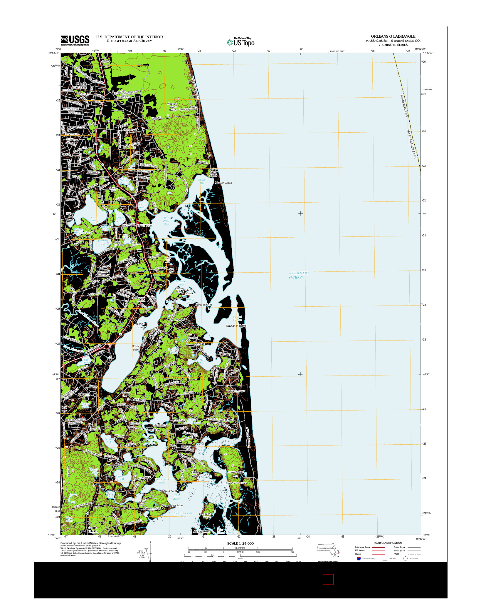 USGS US TOPO 7.5-MINUTE MAP FOR ORLEANS, MA 2012