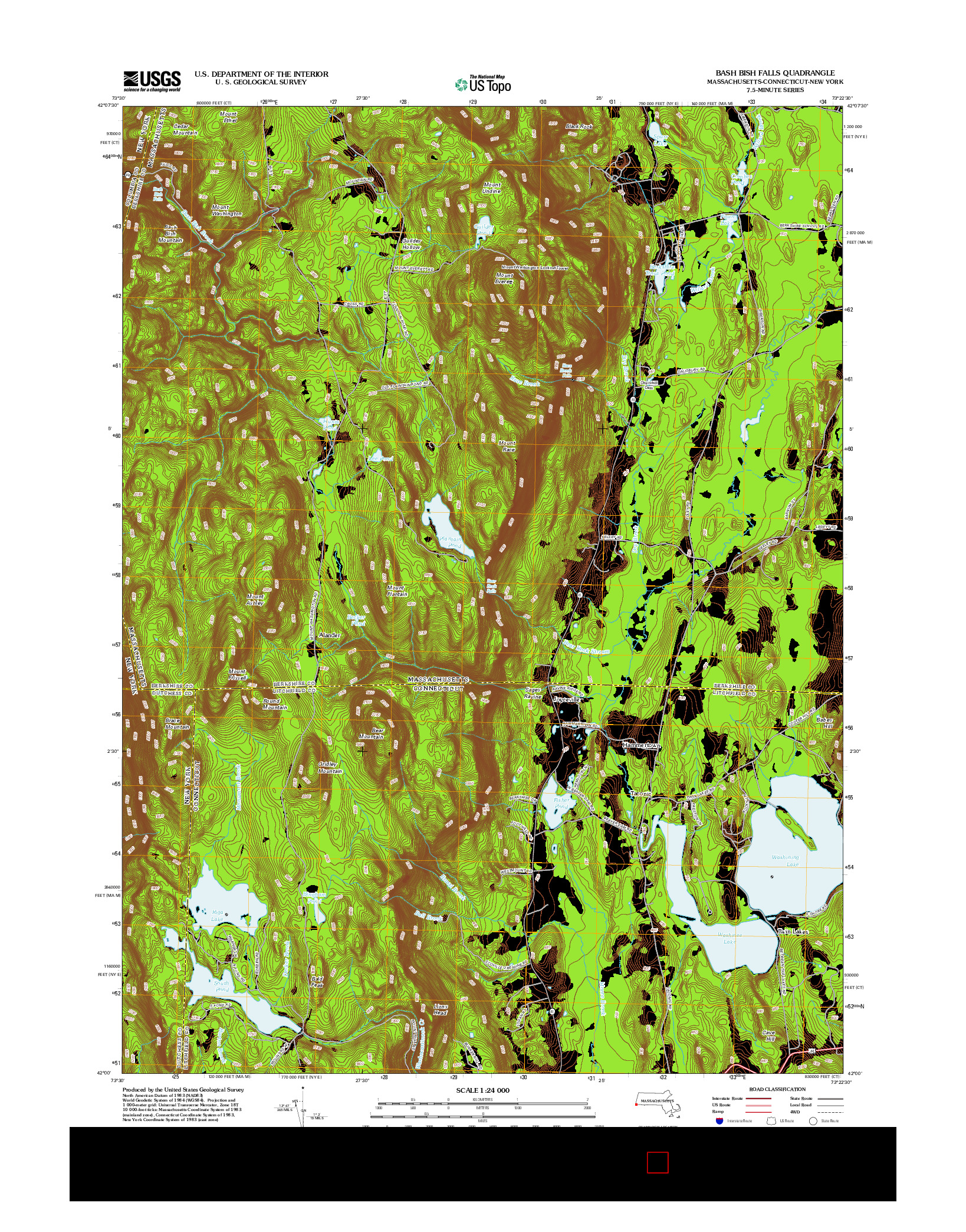 USGS US TOPO 7.5-MINUTE MAP FOR BASH BISH FALLS, MA-CT-NY 2012