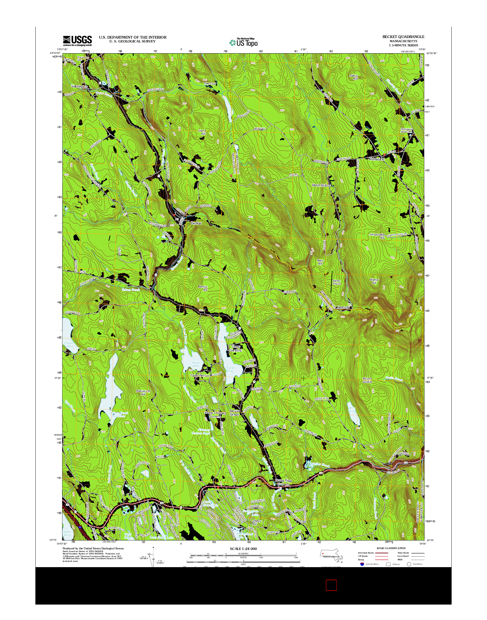 USGS US TOPO 7.5-MINUTE MAP FOR BECKET, MA 2012