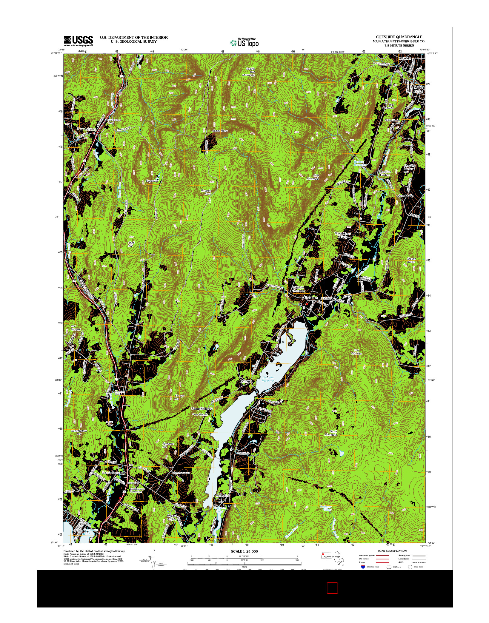USGS US TOPO 7.5-MINUTE MAP FOR CHESHIRE, MA 2012