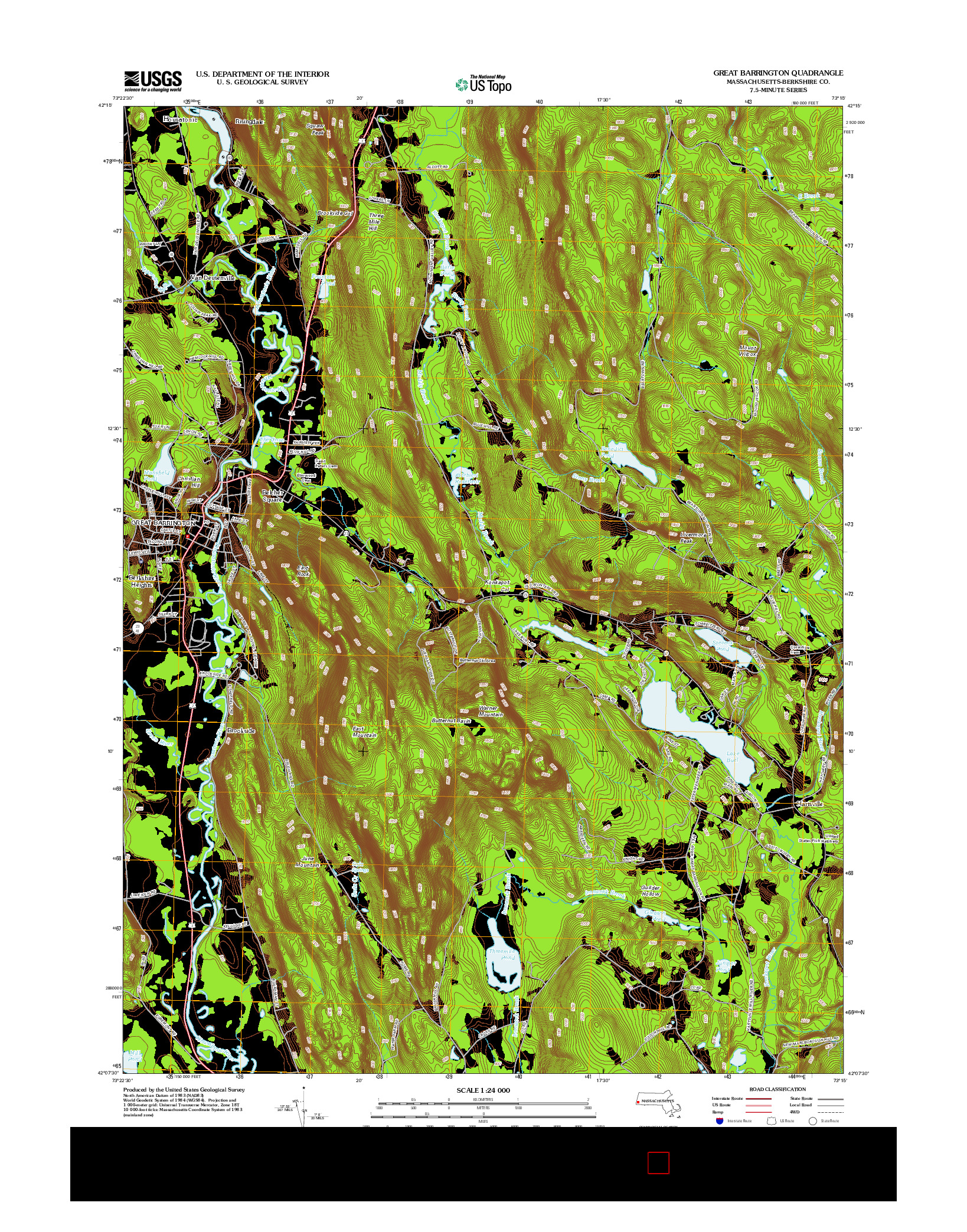 USGS US TOPO 7.5-MINUTE MAP FOR GREAT BARRINGTON, MA 2012