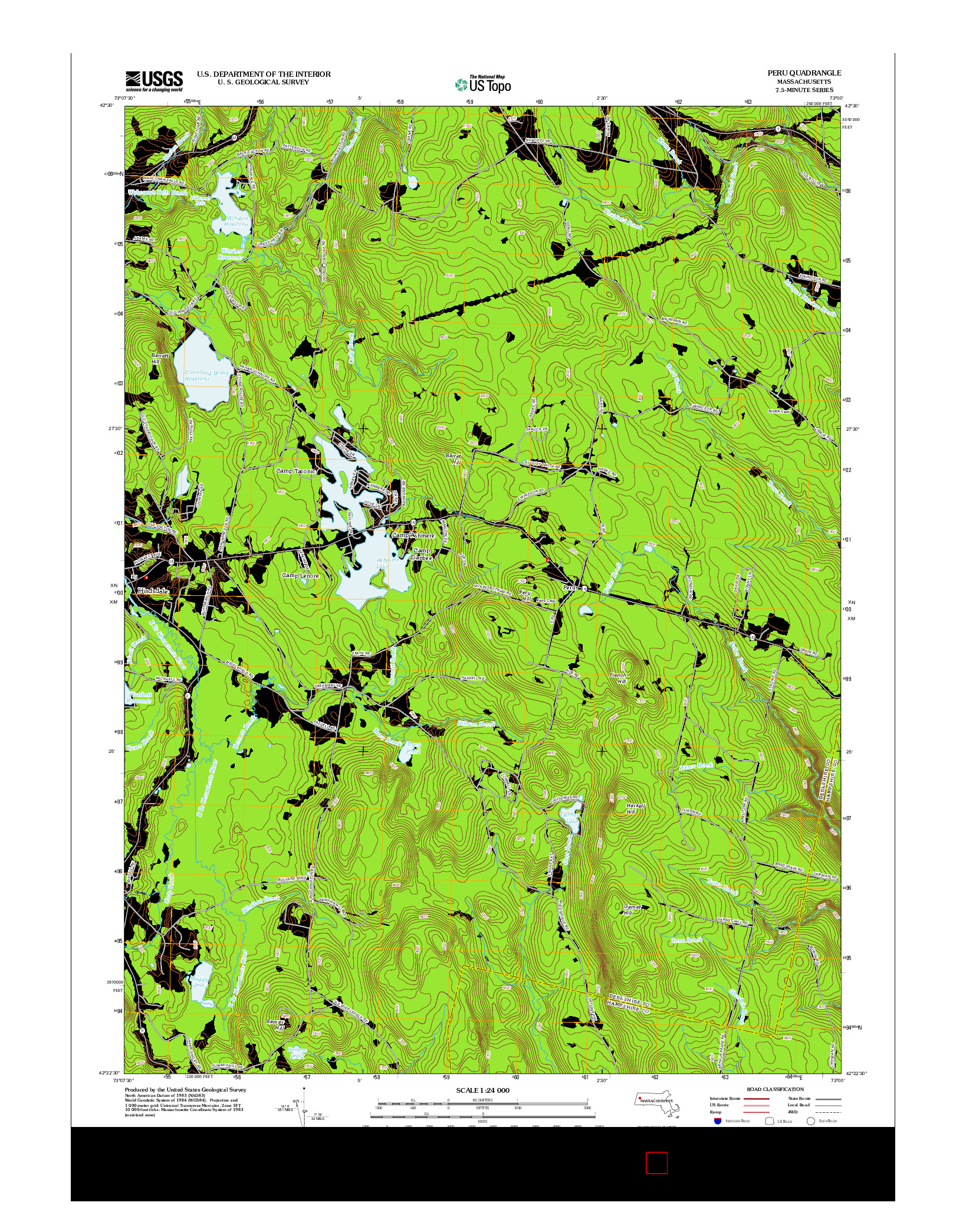 USGS US TOPO 7.5-MINUTE MAP FOR PERU, MA 2012