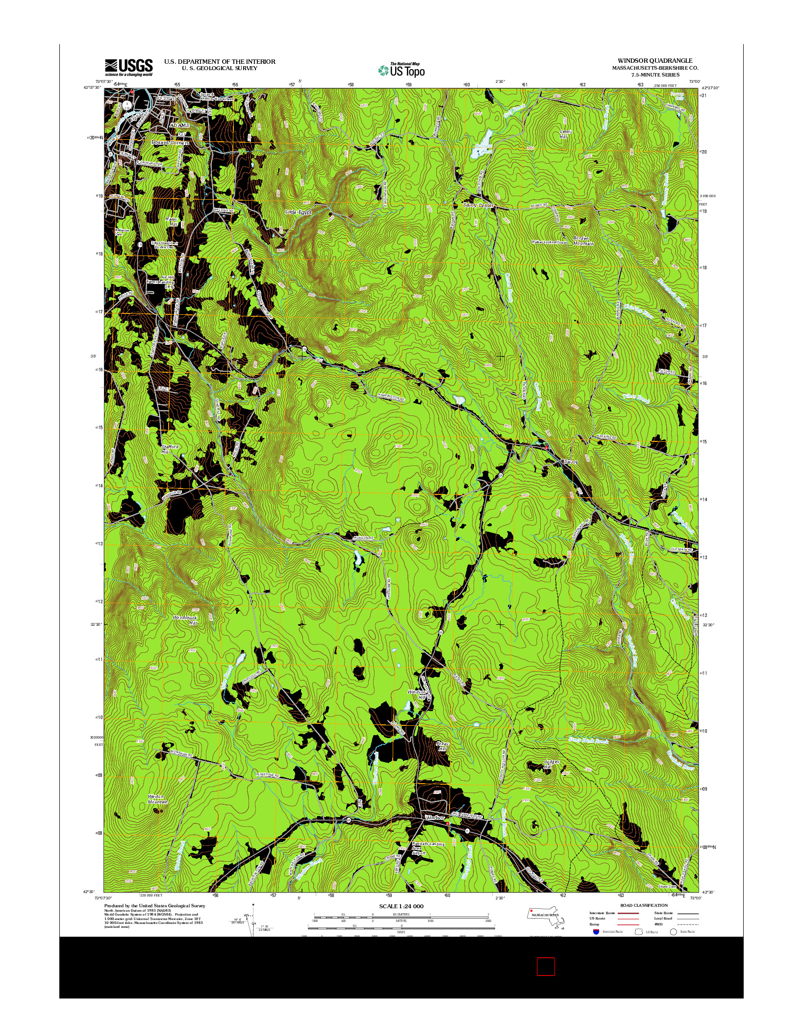 USGS US TOPO 7.5-MINUTE MAP FOR WINDSOR, MA 2012