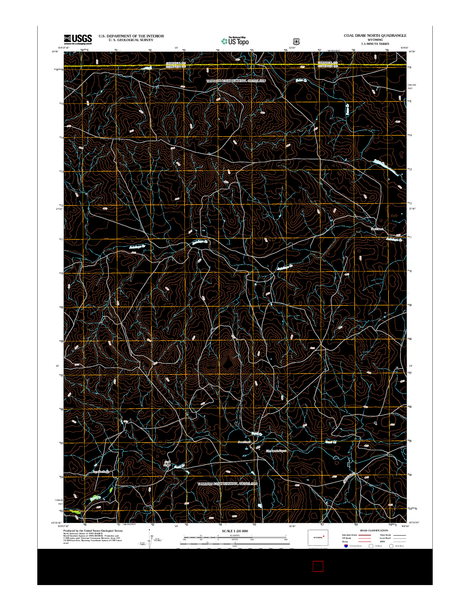 USGS US TOPO 7.5-MINUTE MAP FOR COAL DRAW NORTH, WY 2012