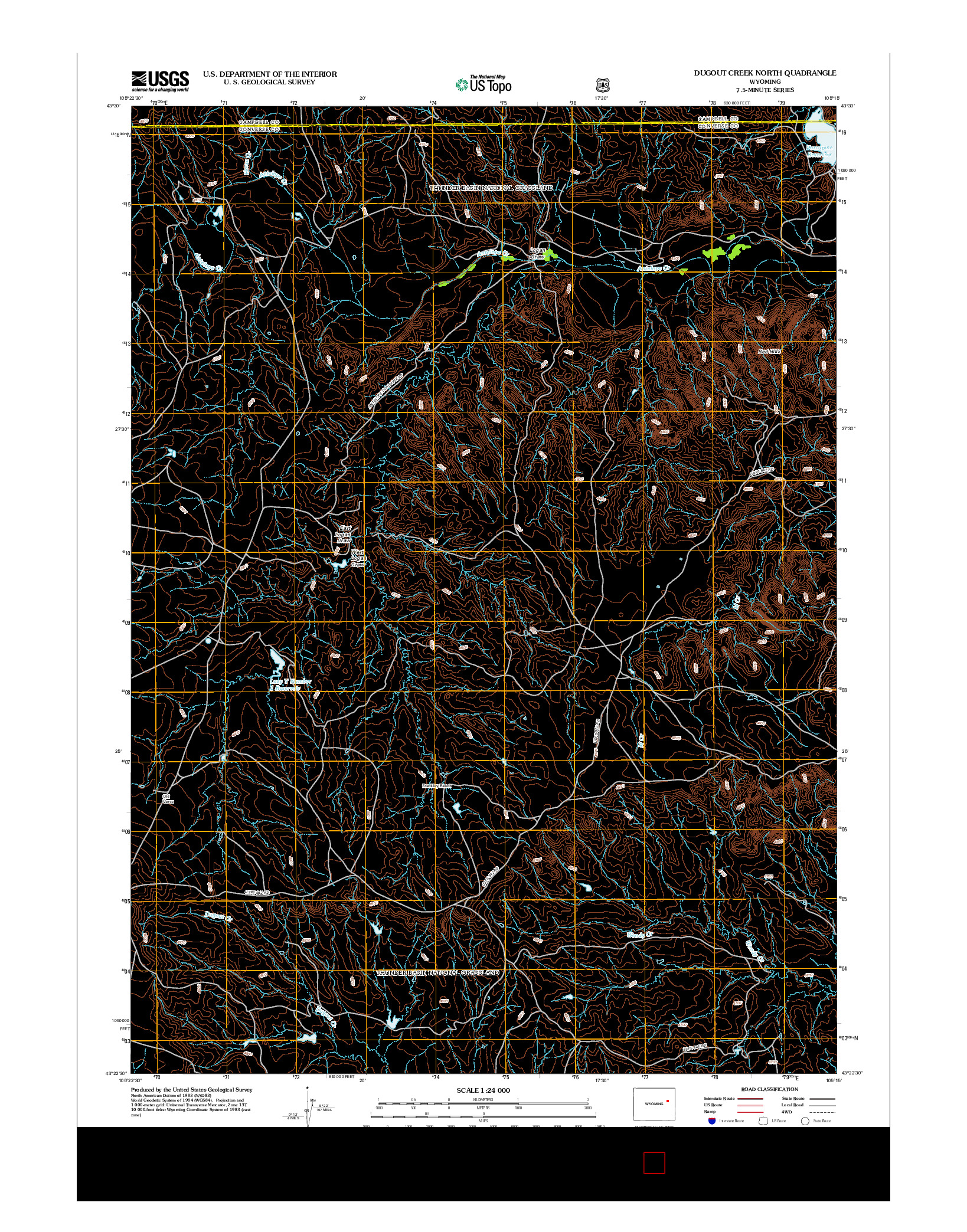 USGS US TOPO 7.5-MINUTE MAP FOR DUGOUT CREEK NORTH, WY 2012