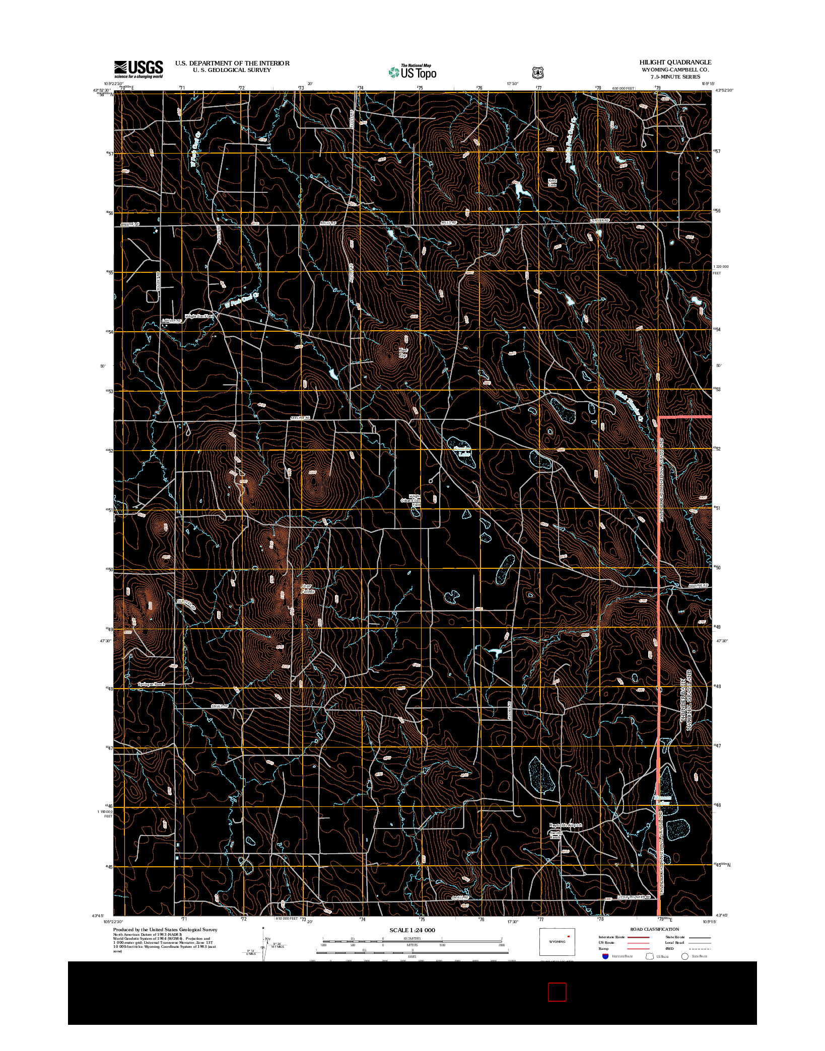 USGS US TOPO 7.5-MINUTE MAP FOR HILIGHT, WY 2012