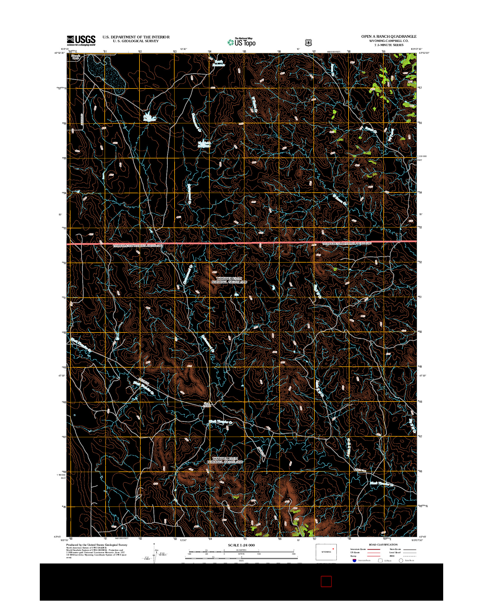 USGS US TOPO 7.5-MINUTE MAP FOR OPEN A RANCH, WY 2012