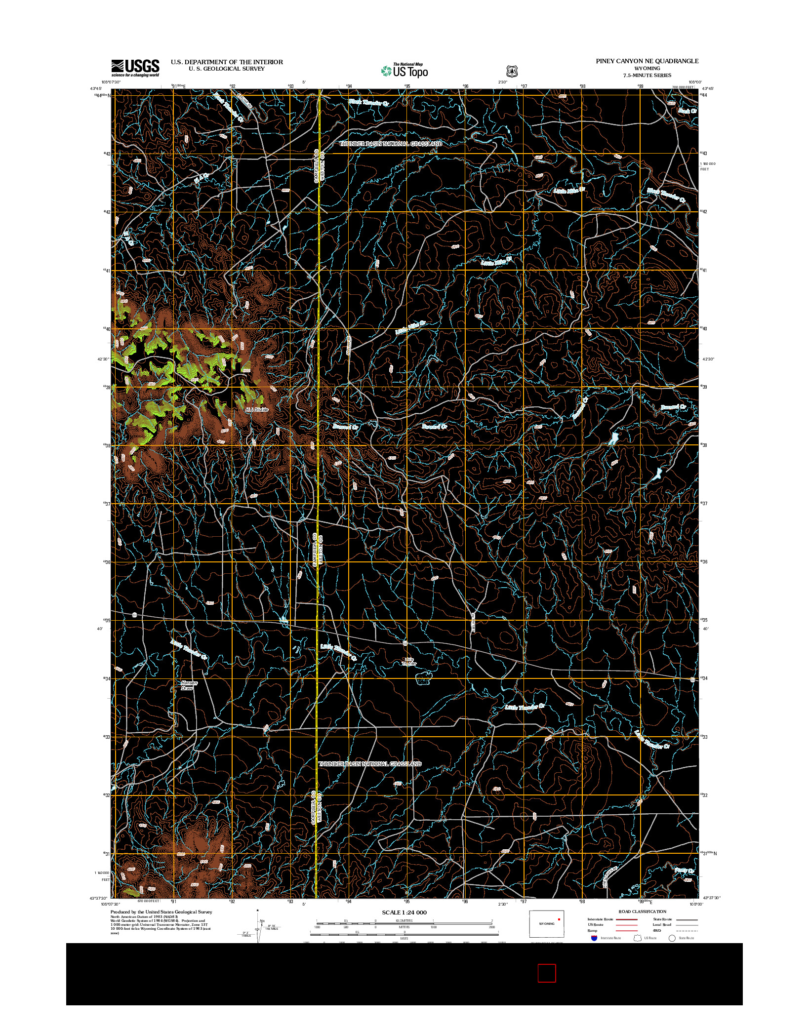 USGS US TOPO 7.5-MINUTE MAP FOR PINEY CANYON NE, WY 2012