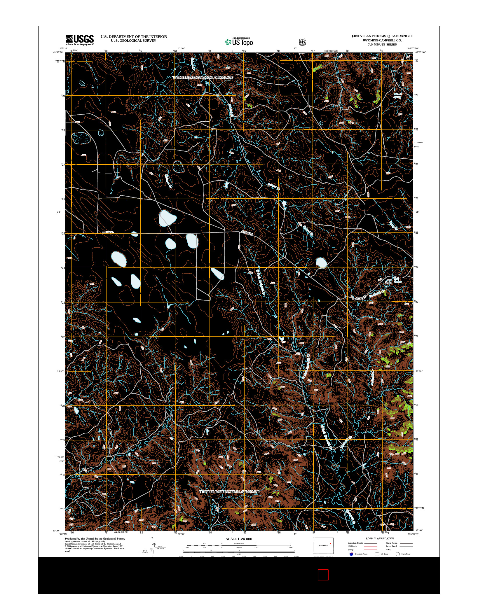 USGS US TOPO 7.5-MINUTE MAP FOR PINEY CANYON SW, WY 2012