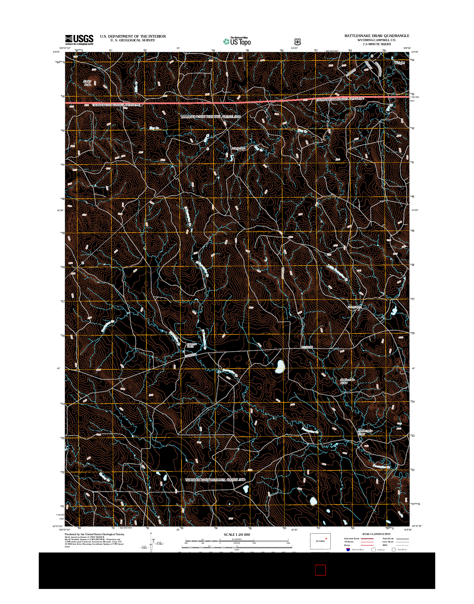 USGS US TOPO 7.5-MINUTE MAP FOR RATTLESNAKE DRAW, WY 2012