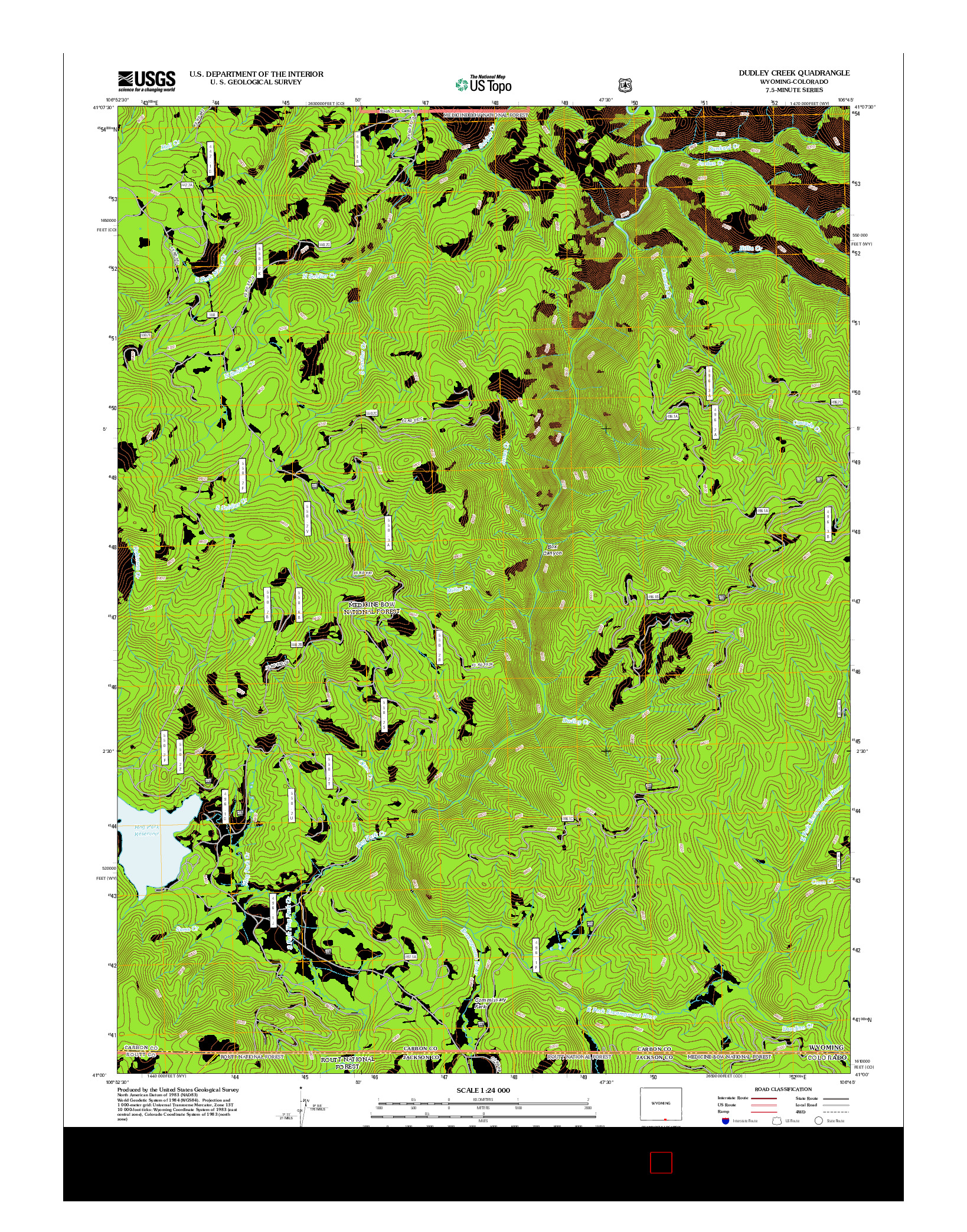 USGS US TOPO 7.5-MINUTE MAP FOR DUDLEY CREEK, WY-CO 2012