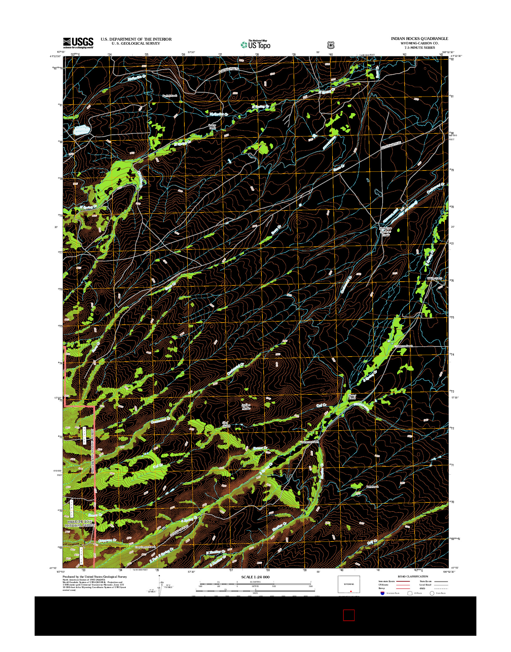 USGS US TOPO 7.5-MINUTE MAP FOR INDIAN ROCKS, WY 2012