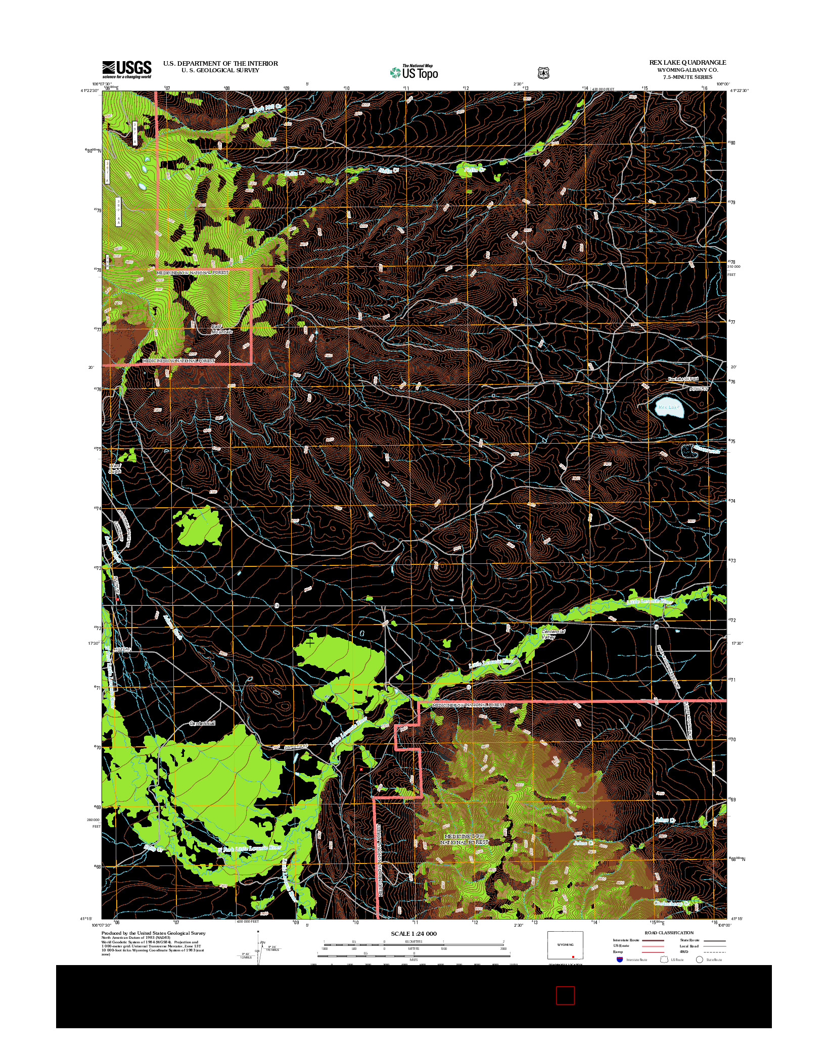 USGS US TOPO 7.5-MINUTE MAP FOR REX LAKE, WY 2012